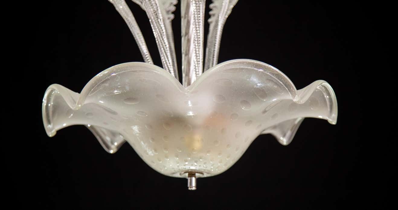 photo furniture Art Deco Barovier E Toso Chandelier, Bullicante Murano Glass, 1940s