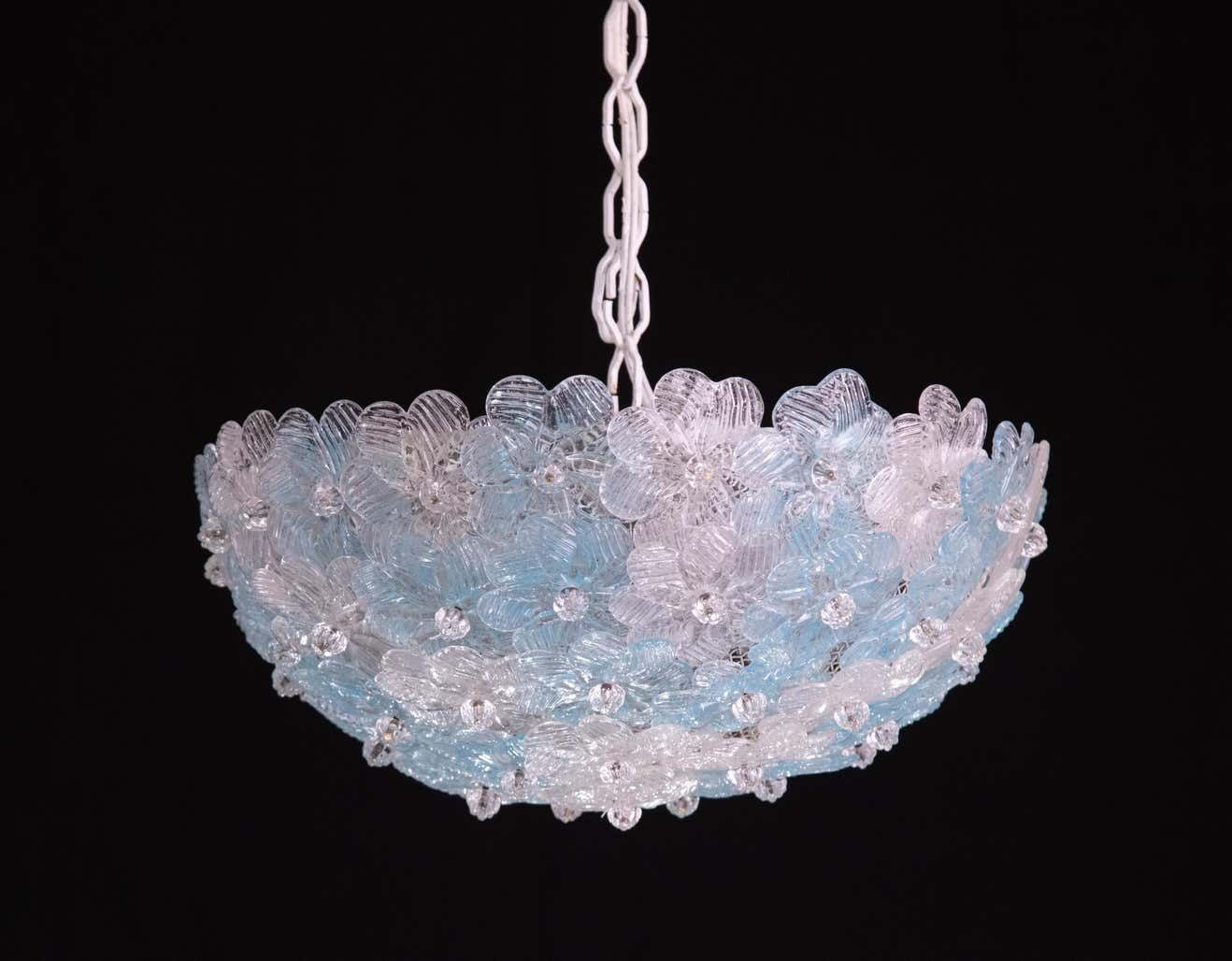 Murano Flush Mount Flower And Metal By Seguso For Venini, Italy, 1960s photo buy