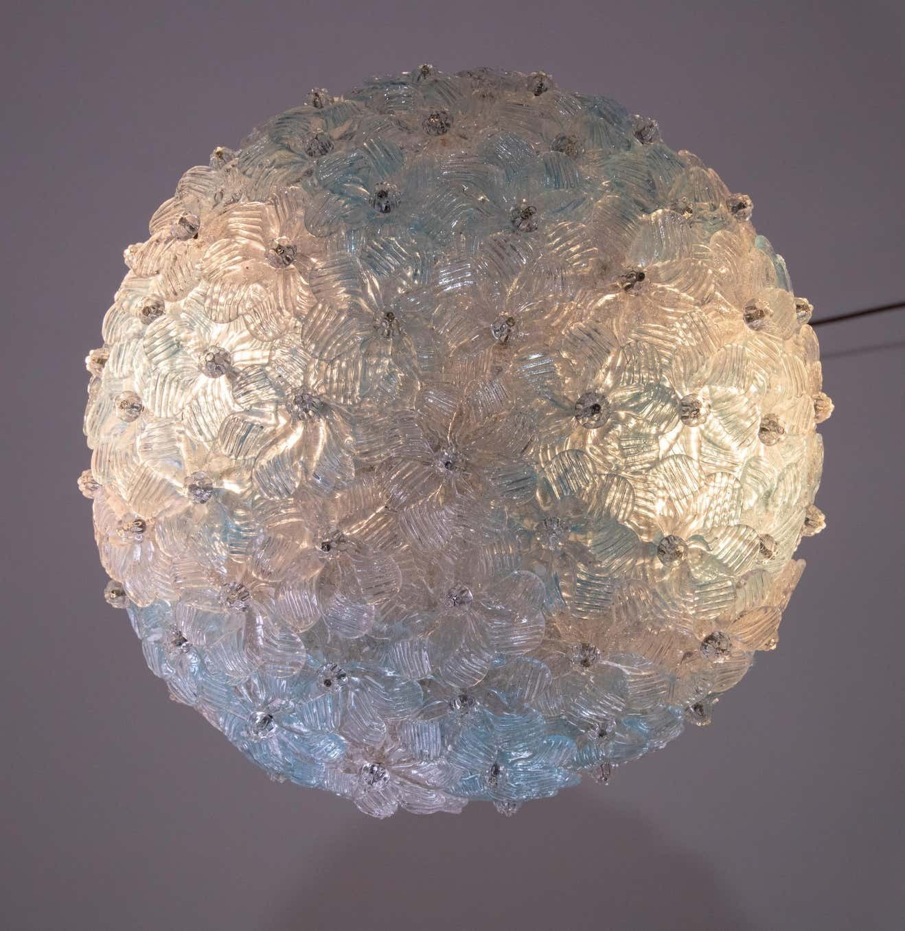 Lighting Murano Flush Mount Flower And Metal By Seguso For Venini, Italy, 1960s photo