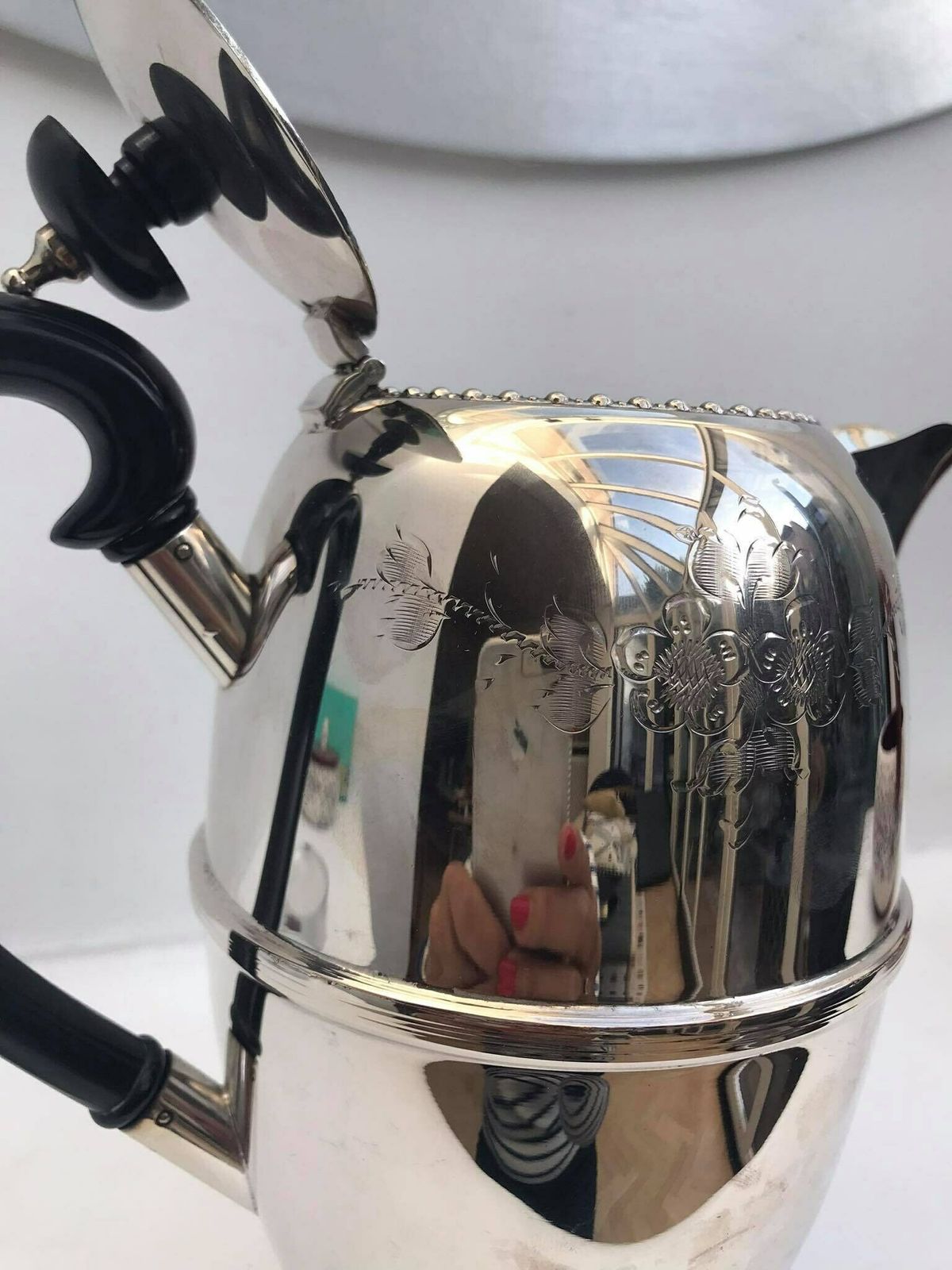 Victoriaanse Theepot Of Koffiepot, Verzilverd, Antiek, Georgische Revival, Cadeau, Gegraveerde Theepot photo vinterior