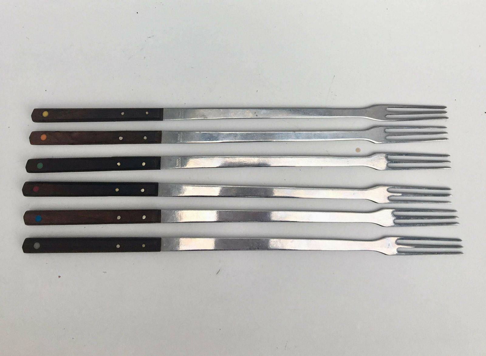 Fondue Forks Set Cutlery Barbecue Accessories Raclette Plate, Scandinavian Tray Mid Century Fondue Bourguignonne Meat Tray Chocolate 60s photo for sale