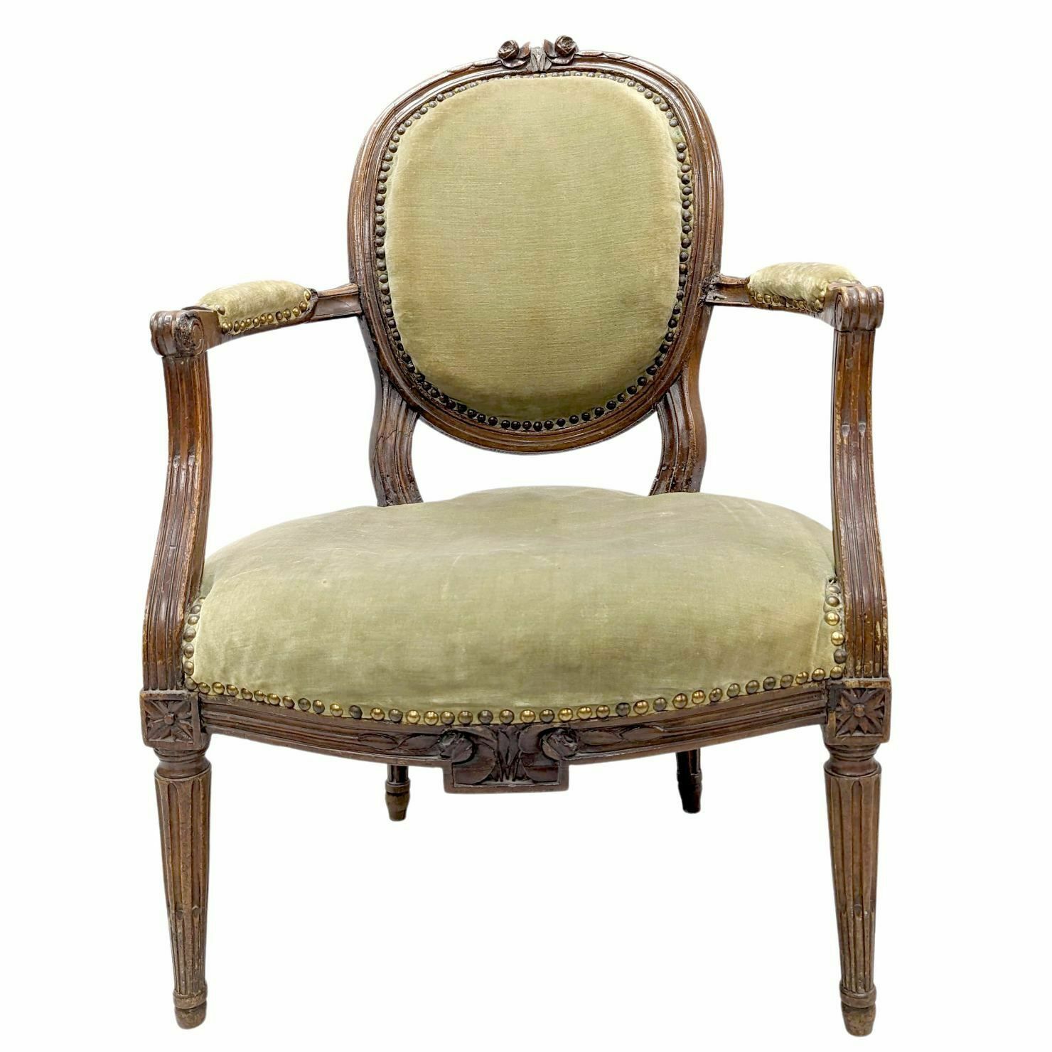 Series Of 5 Armchairs From The Transition Period In Walnut Bench Basket From The Transition Period In Walnut From The 18th Century photo furniture