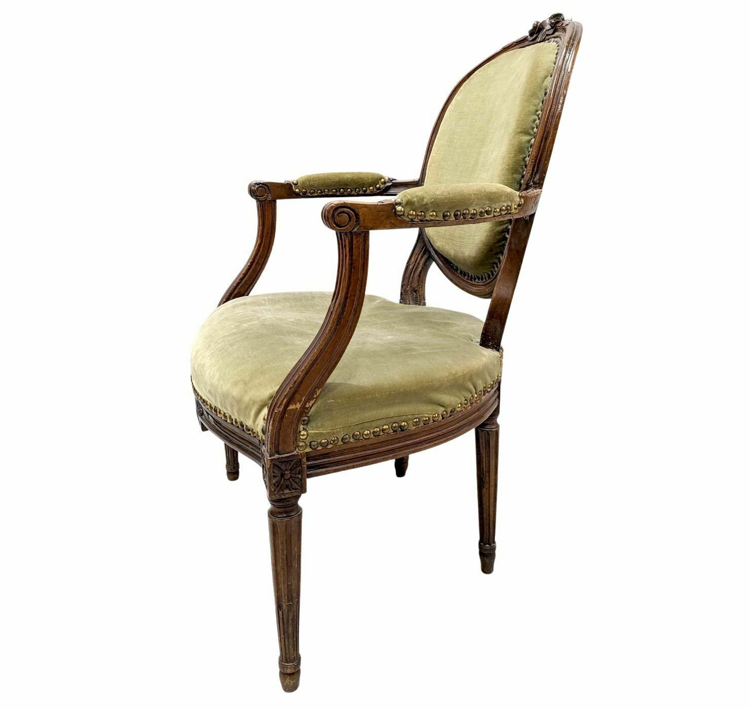 Series Of 5 Armchairs From The Transition Period In Walnut Bench Basket From The Transition Period In Walnut From The 18th Century photo for sale