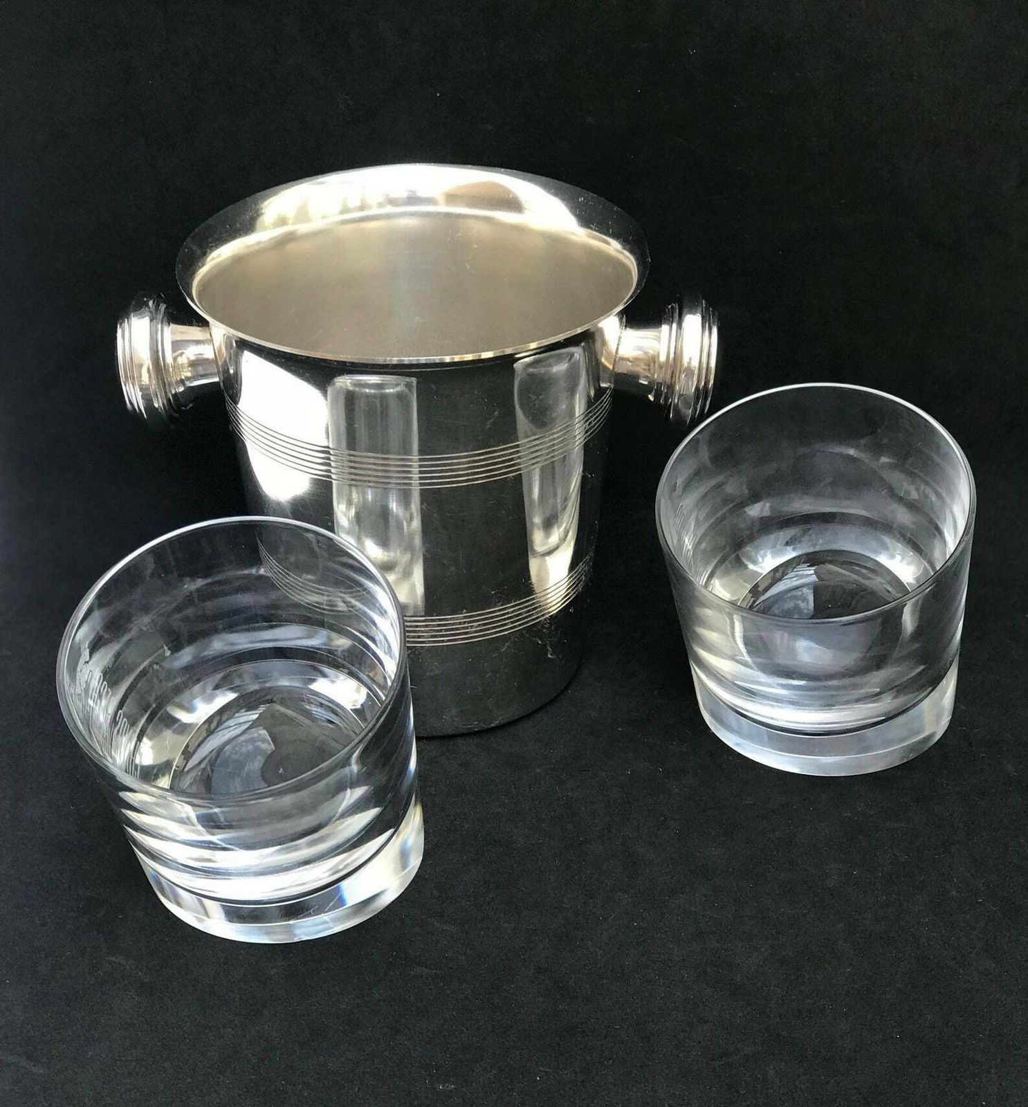 Whisky Glass Set Of 2 Ice Bucket Sliding Heavy Cristal Cut Scotch Drink Glasses Whisky Bourbon Vintage Gift For Him Dad Gift Boss Bar Cart photo Home Decor