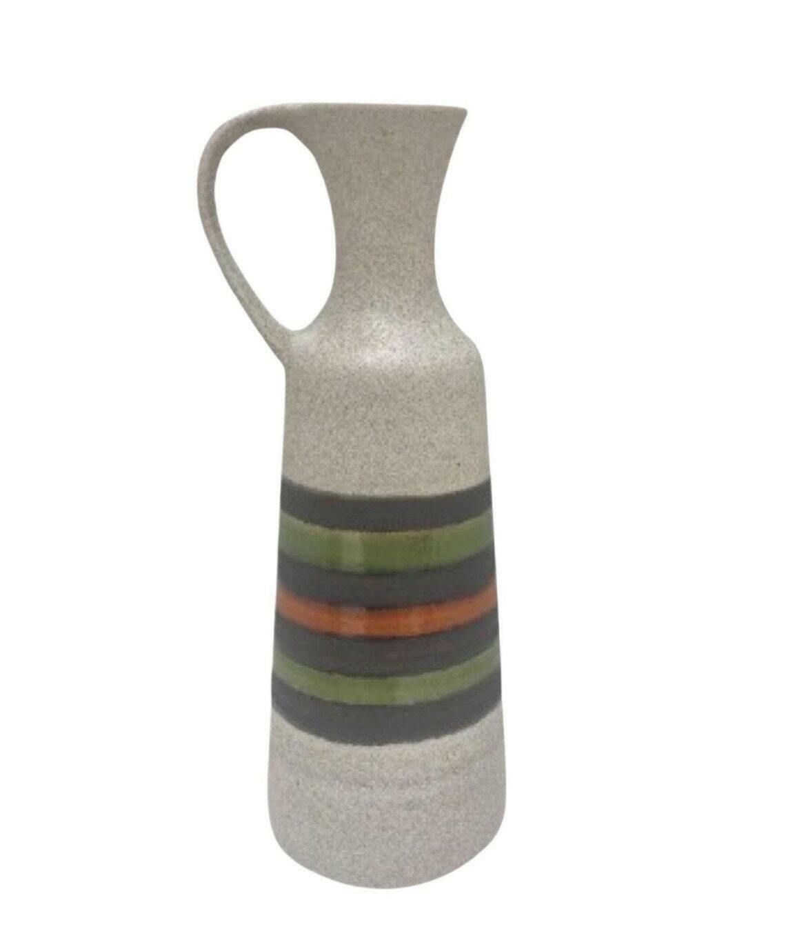 West Germany Pottery Vase By Dumler And Breiden Form Mid Century Green Gray Orange Pottery Ceramic 1960s 1970s Pitcher With Handle Mcm photo furniture