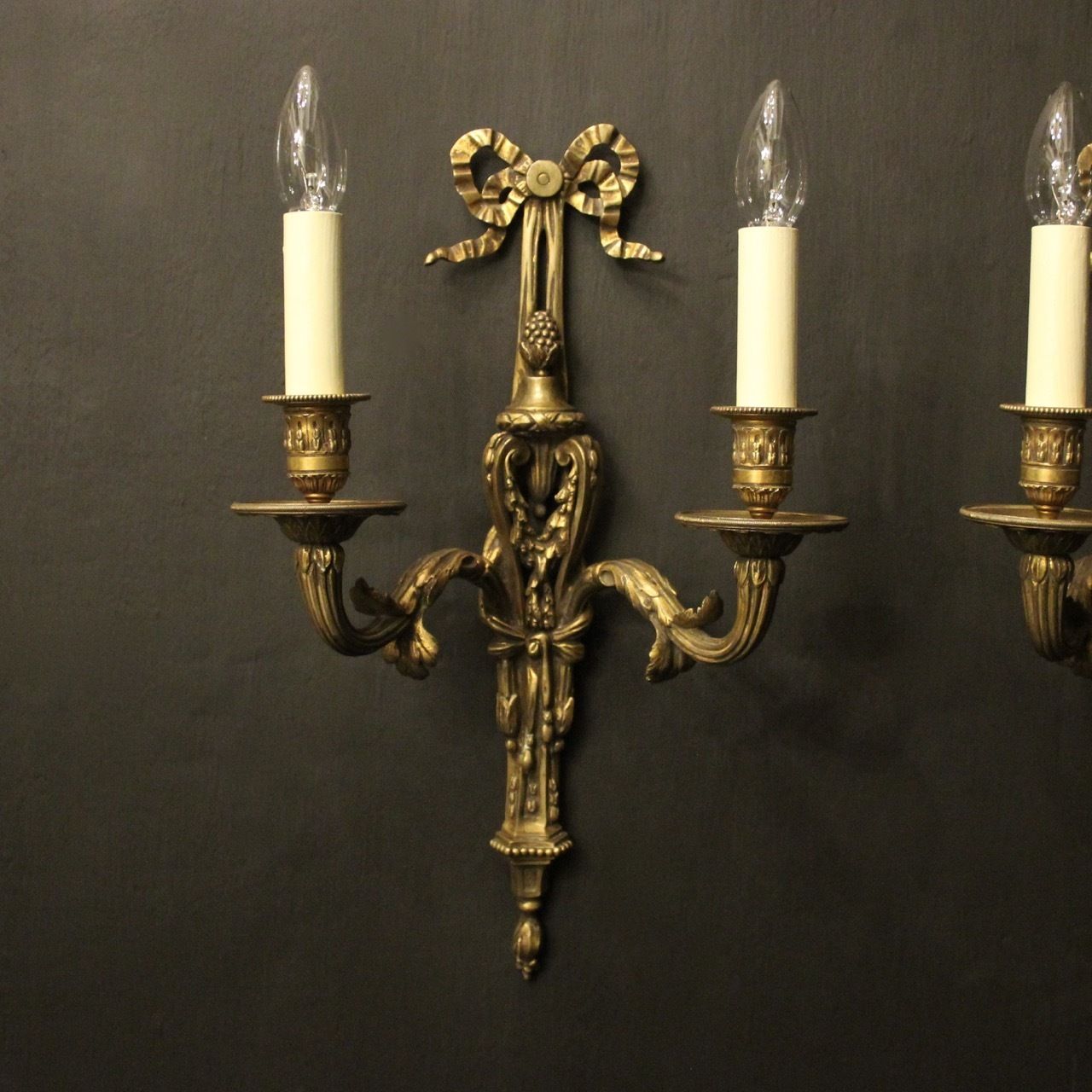French Pair Of Bronze Antique Wall Sconces photo for sale