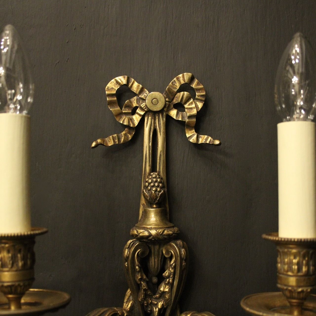 French Pair Of Bronze Antique Wall Sconces photo Lighting