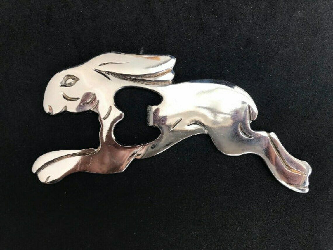Bottle Opener Art Deco Silver Plated Bottle Opener Rabbit Hare Hunt Gift Hunter Decor Bar Accessory Animal 1930s Bar Decor Bar Accents photo for sale