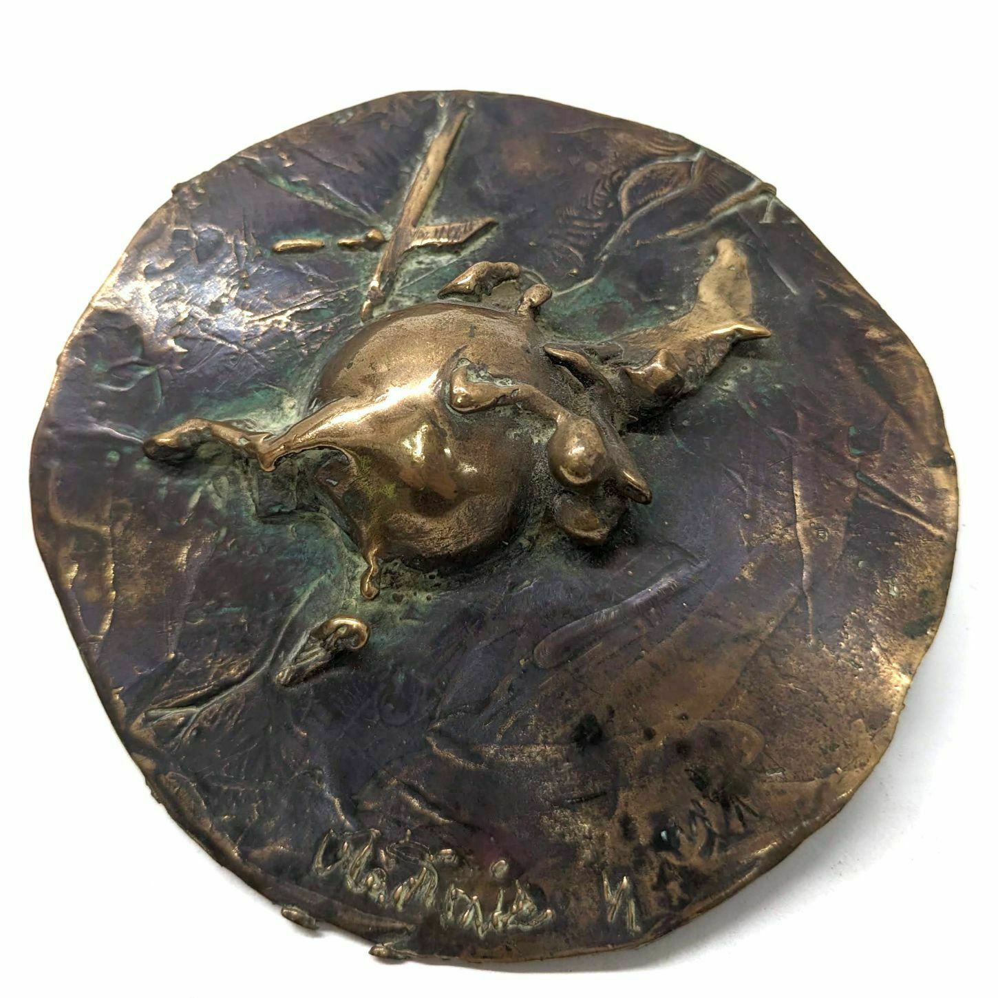 Bronze Medal Galloping Horse Signed Vladimir photo furniture