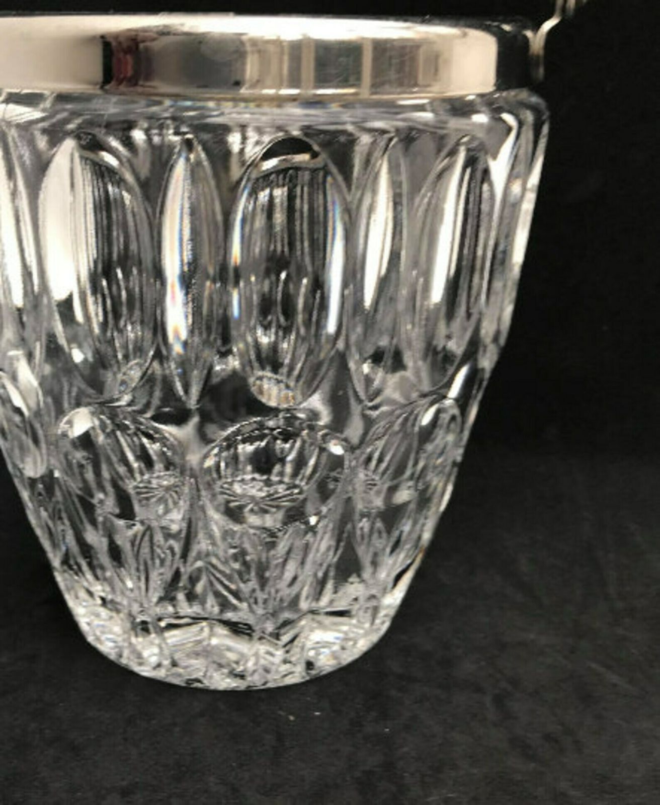 Kristallen ijsemmer jaren 1950 – Geslepen kristal met verzilverd metaal, Mid-Century Frans baraccessoire photo 156.0