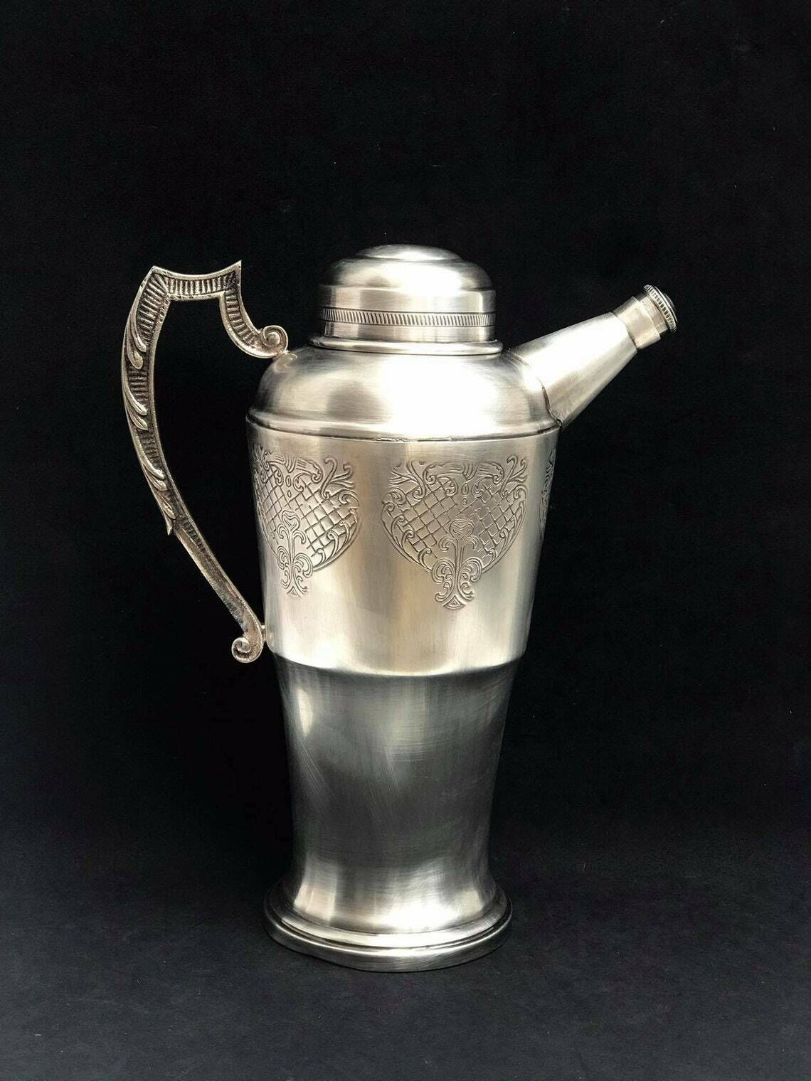 Cocktail Shaker Large Antique Art Prata Silver Plated Martini Shaker 1002 Cocktail Art Deco Mid Century Modern Pitcher Jug Drinks Mixology photo furniture