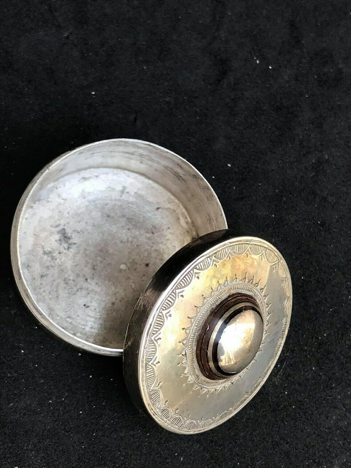 Zilveren Doos – Tuareg, Afrikaans Berbers, Nomadisch, Handgemaakt, Sahara, Etnisch, Decoratief, Verzamelobject, Ringdoos photo 238.0