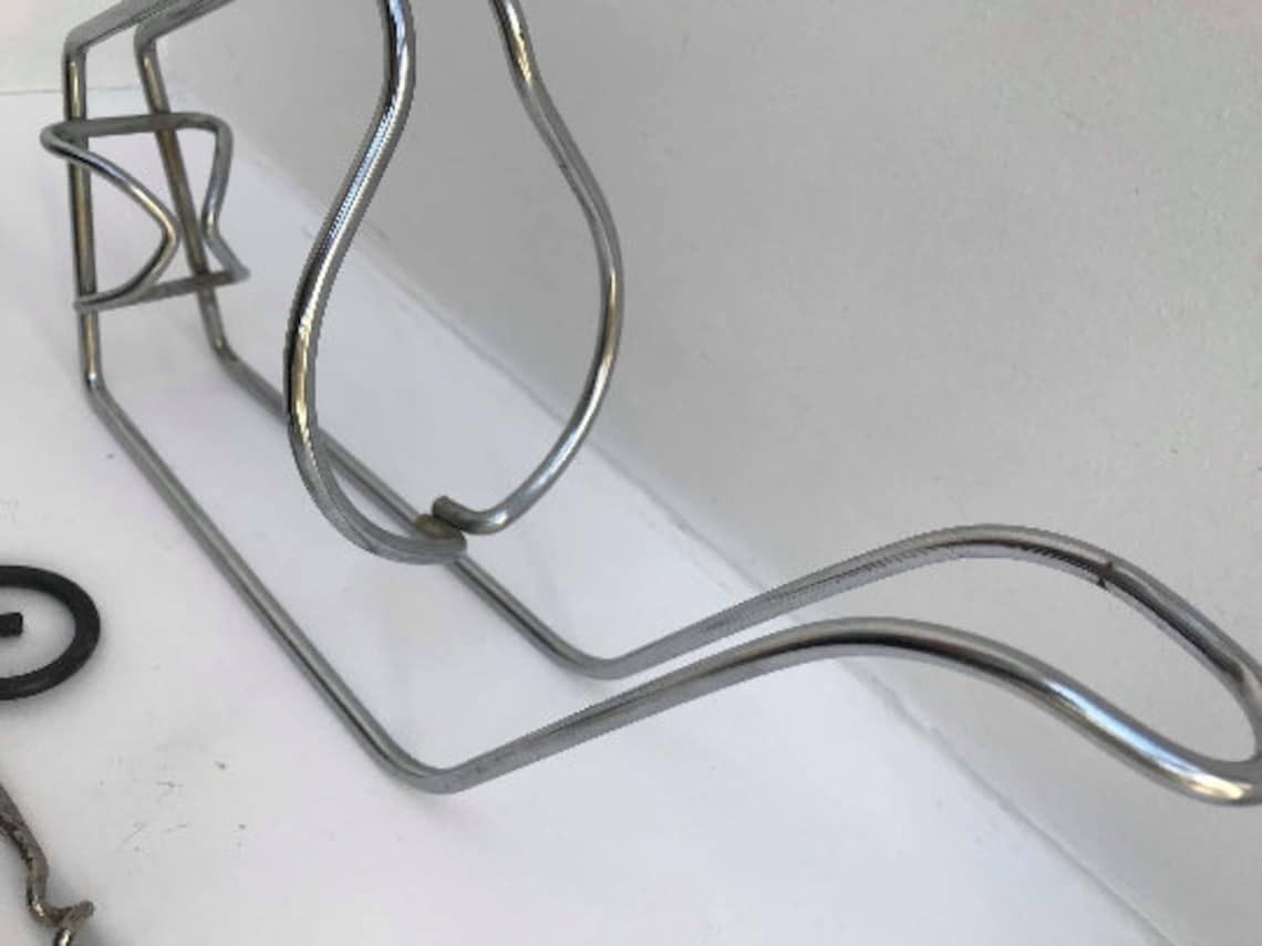 Wine Cradle Bottle Holder Wire Metal Wine Holder And Bottle Opener Corkscrew Wire Mid Century Bar Accessories, Gift For Him Bar Tools photo Home Decor