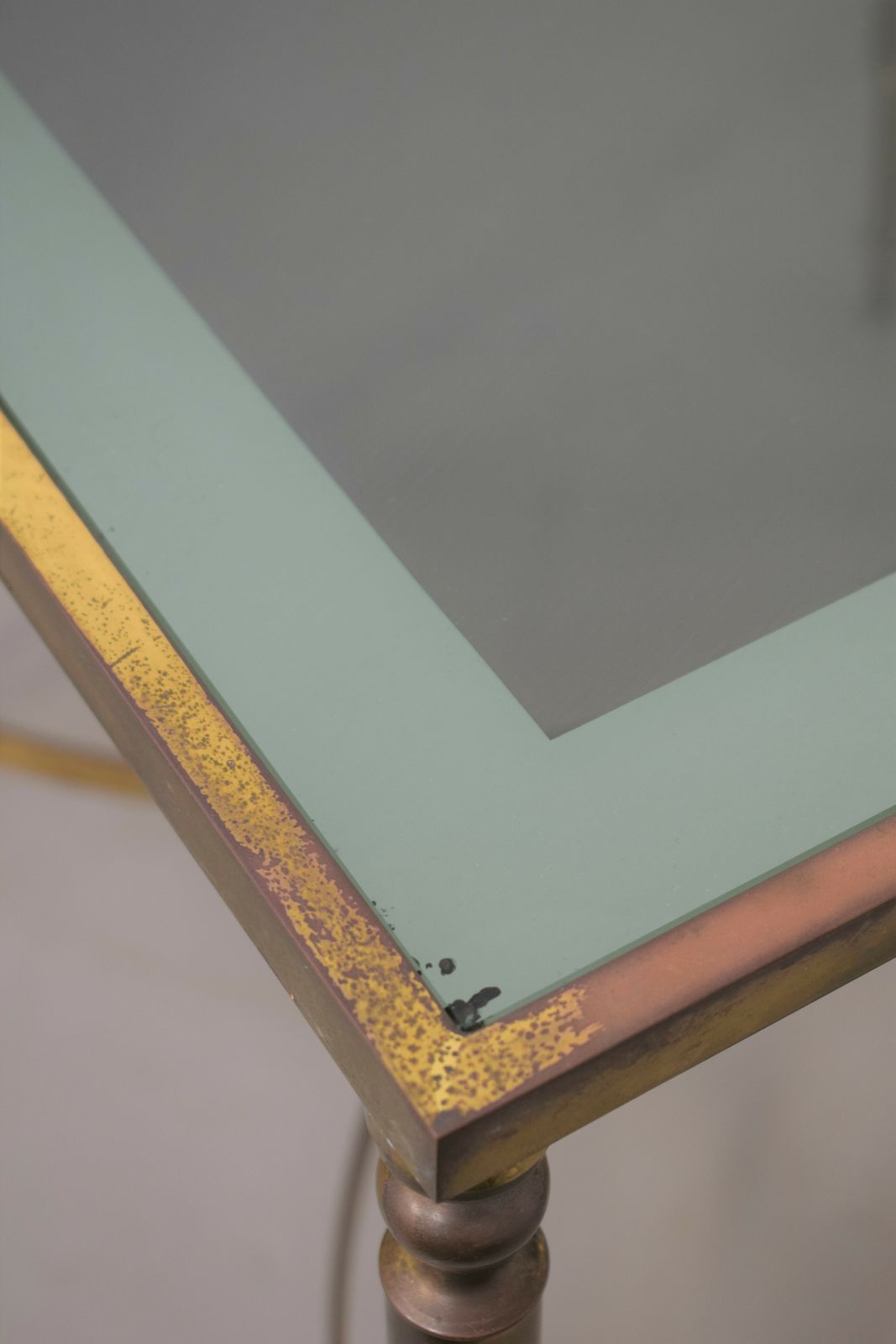 Italian Coffee Table, Brass And Smoked Glass, 1950s photo furniture