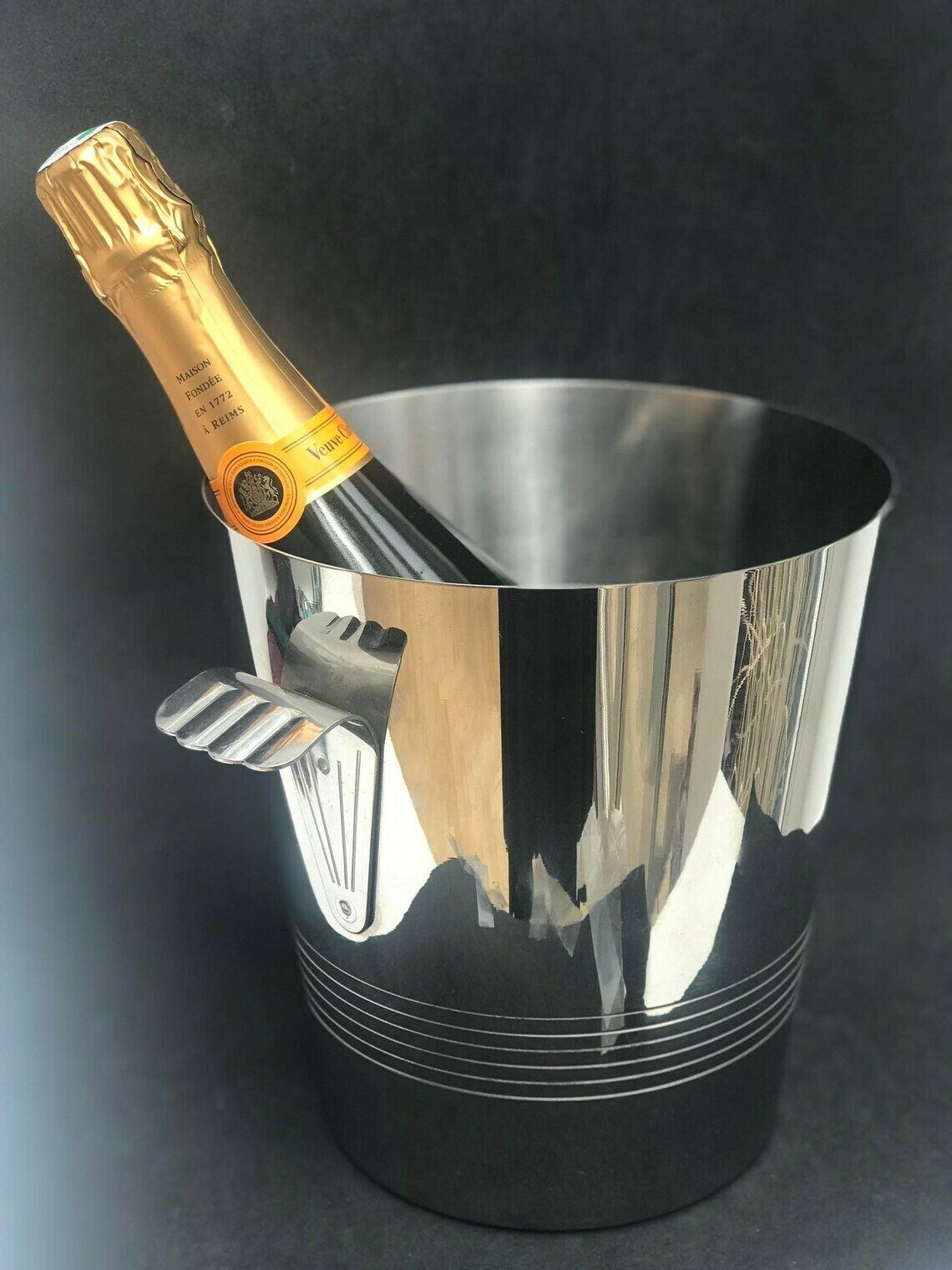 Champagne Emmer Letang Remy Frankrijk Vintage Flessenkoeler Ijsemmer Twee Handvatten Man Cave Cadeau Roestvrij Staal 18/10 Wijnkoeler photo vinterior