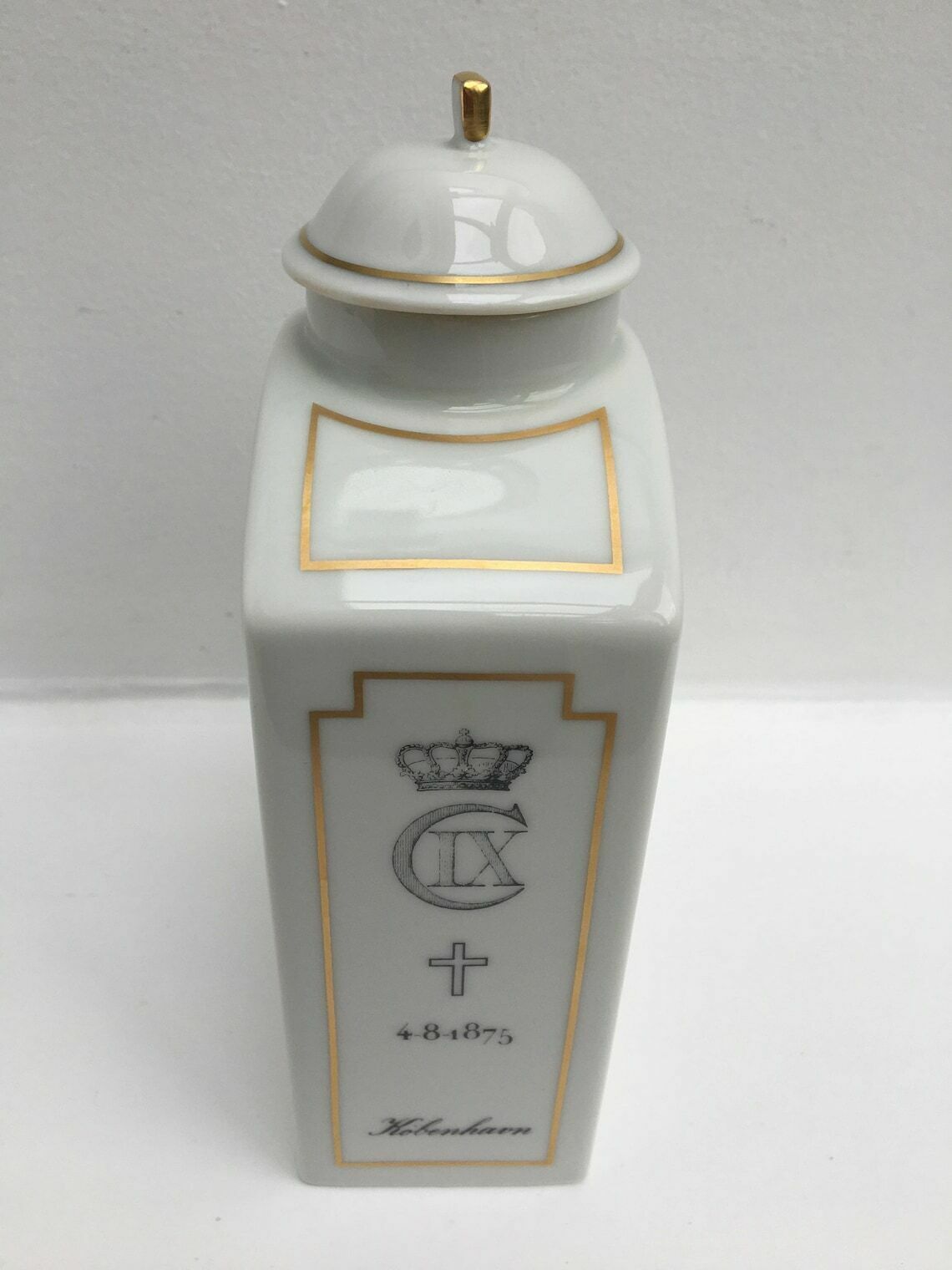 Tea Caddy Bing & Grondahl B And G White Porcelain Canister Hans Christian Andersen Tea Caddy Denmark Danish Design Gift For Her Gold Trime photo vintage