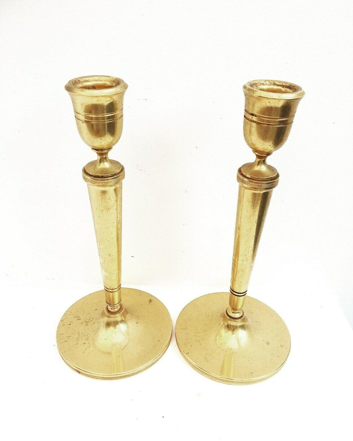 Golden Candlestick Pair Of Heavy Cast Golden Art Deco Candle Holder Holiday Orfèvrerie Delheid Hollywood Regency Wedding Decor Gold Accent photo furniture
