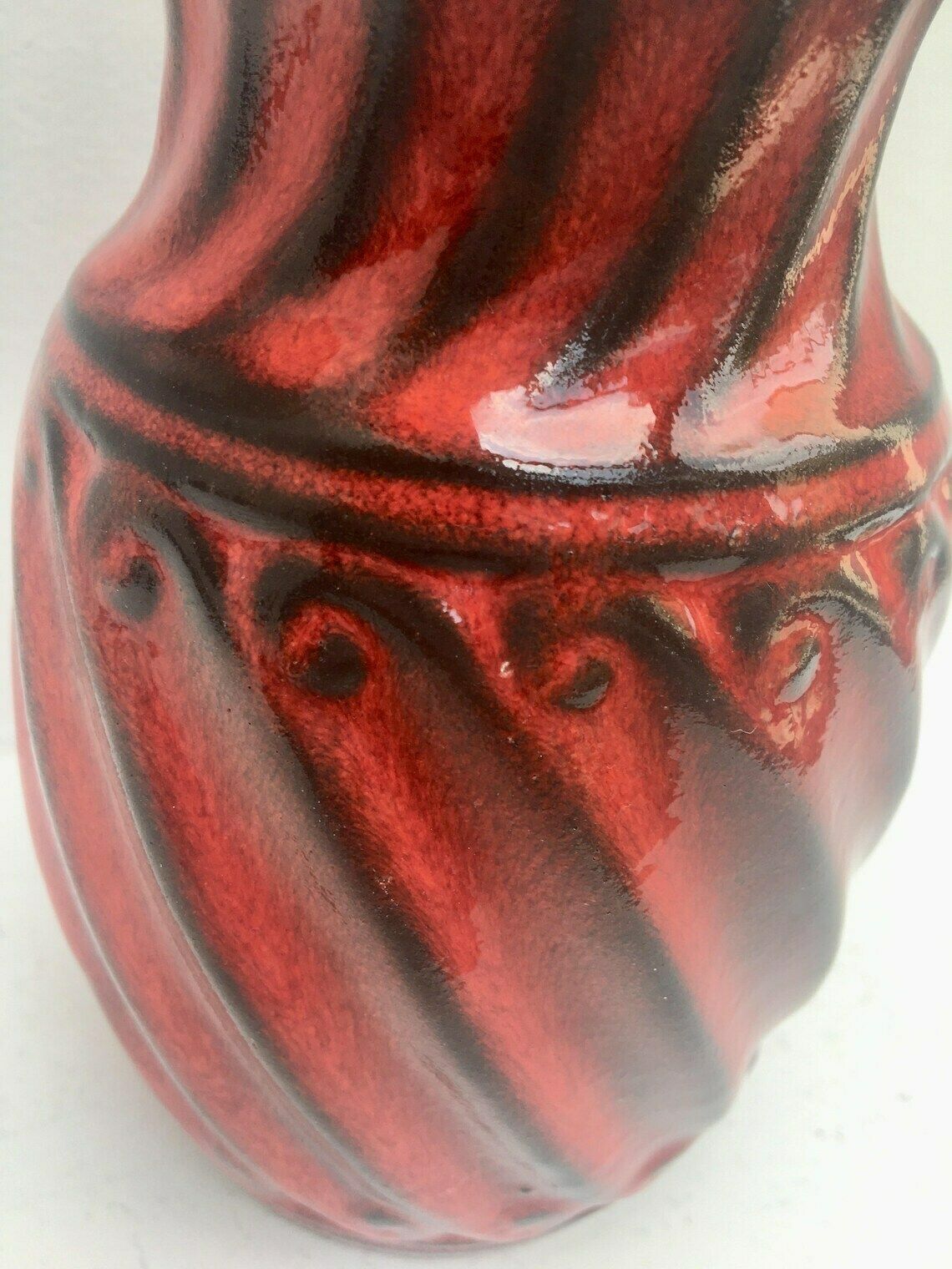 Rode Fat Lava Vaas, Duits Aardewerk, Rood West Duitsland Jaren 1960, West Duits Aardewerk, Fat Lava Periode, Mid Century Modern Rood Aardewerk Mcm photo for sale