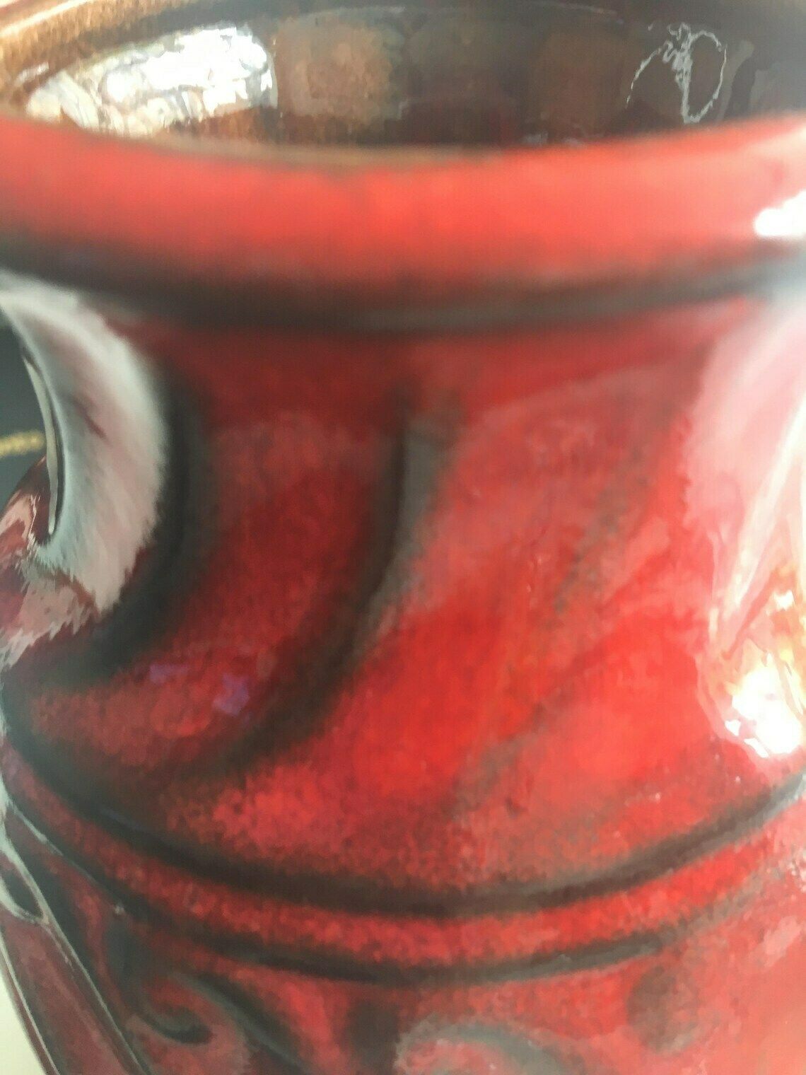 Rode Fat Lava Vaas, Duits Aardewerk, Rood West Duitsland Jaren 1960, West Duits Aardewerk, Fat Lava Periode, Mid Century Modern Rood Aardewerk Mcm photo Woonaccessoires