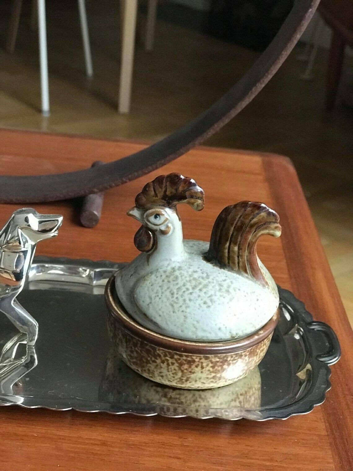 Danish Ceramic Hen Box Chicken Figurine Brown Ceramic Mid Century Modern Country Side Decor Soholm Kitchen Collectible Scandinavian Decor photo 210.0