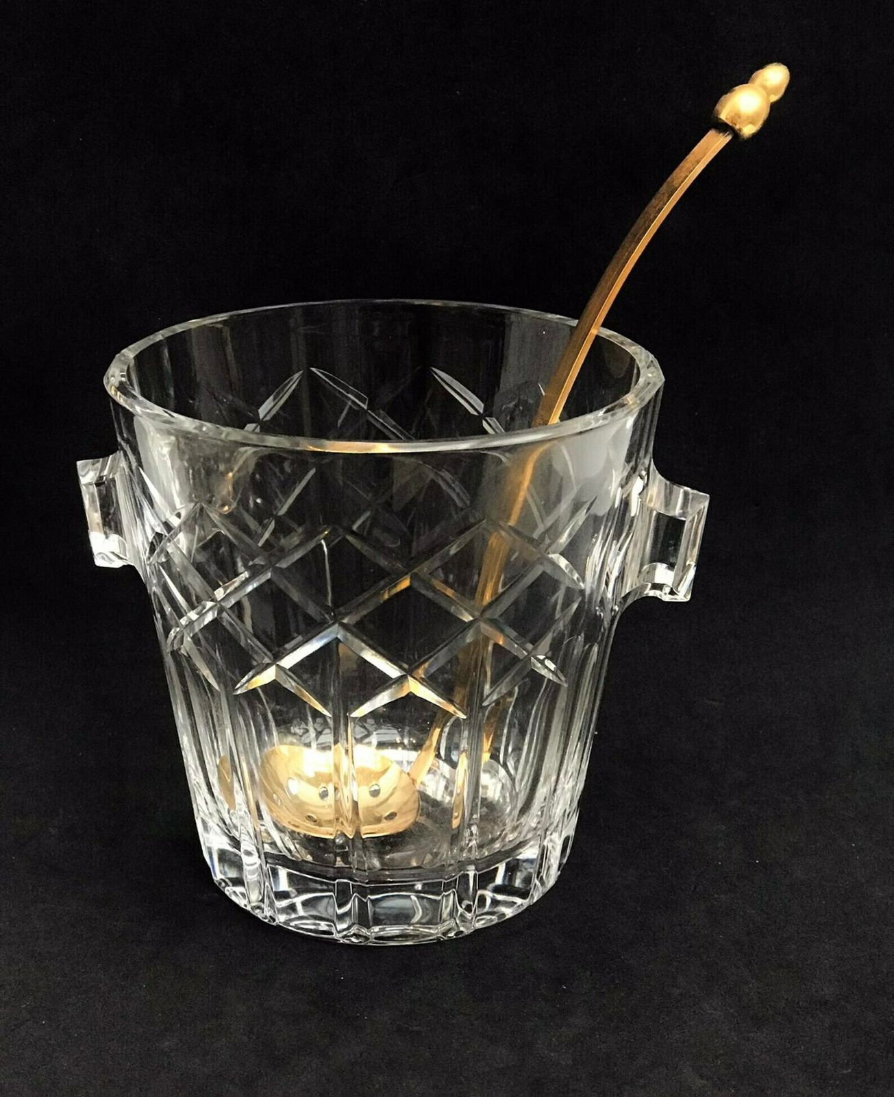Ijsemmer Vintage Val Saint Lambert Gesigneerd Zwaar Geslepen Kristal 50s. Geslepen, Baraccessoires Mid Century Modern Bar Cocktails Cadeau