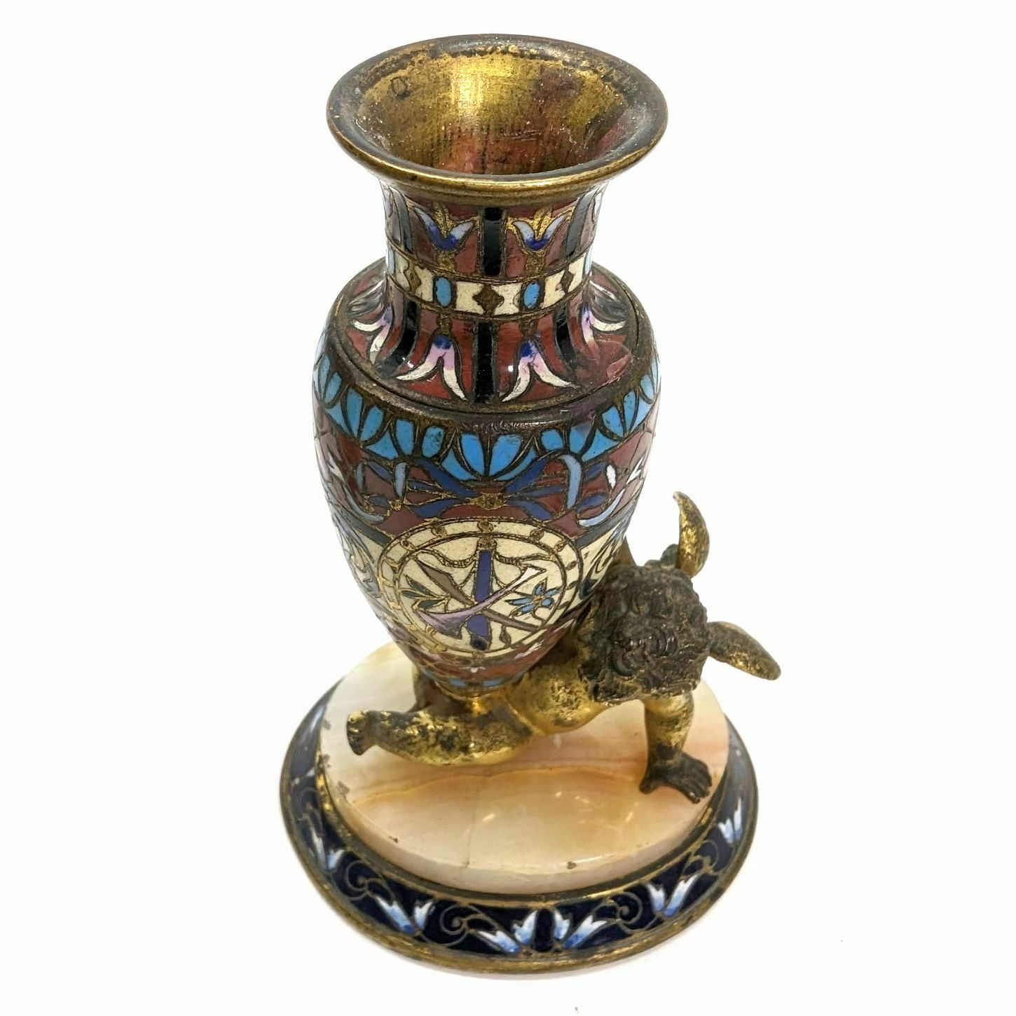 Pair Of Gilt Bronze Cloisonné Soliflores Xixth Napoleon III photo for sale