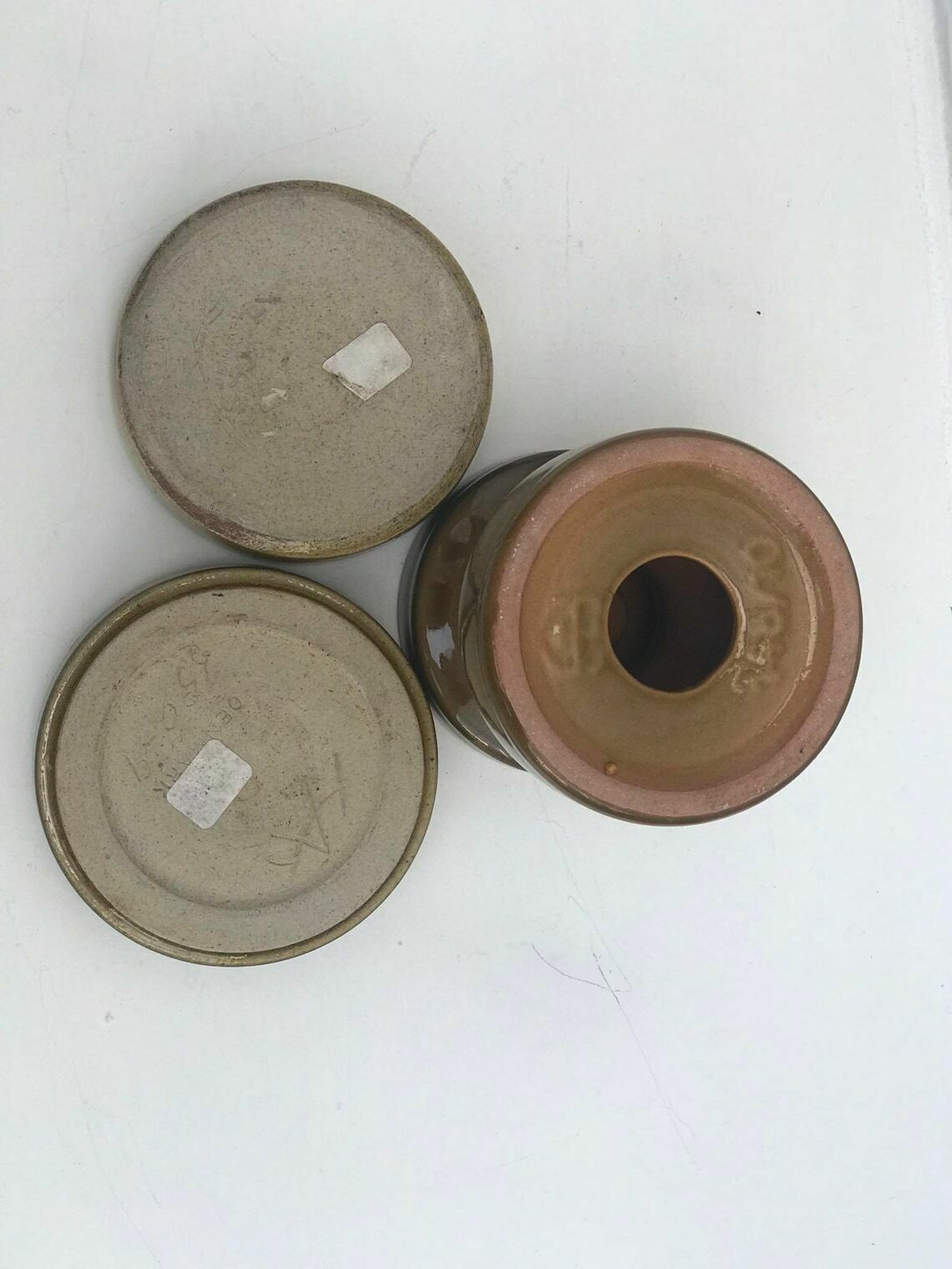 photo furniture Candle Holder Set Glaze Ceramic Danish Design Nils Kahler Ochre Kähler Candle Holder Tealight Votive 1970s Century Modern Minimalist Decor