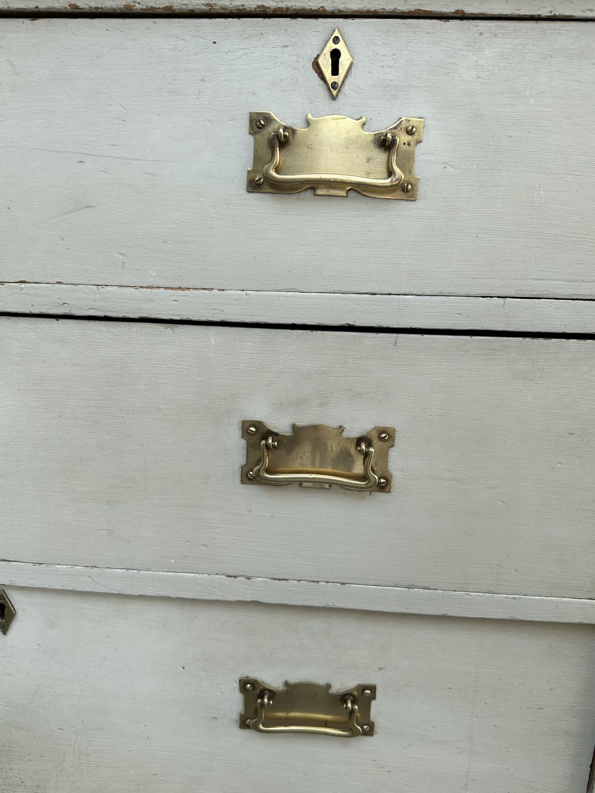Large Antique 19th Century Painted Chest With Drawers Stunning Brass Handles photo 650.0