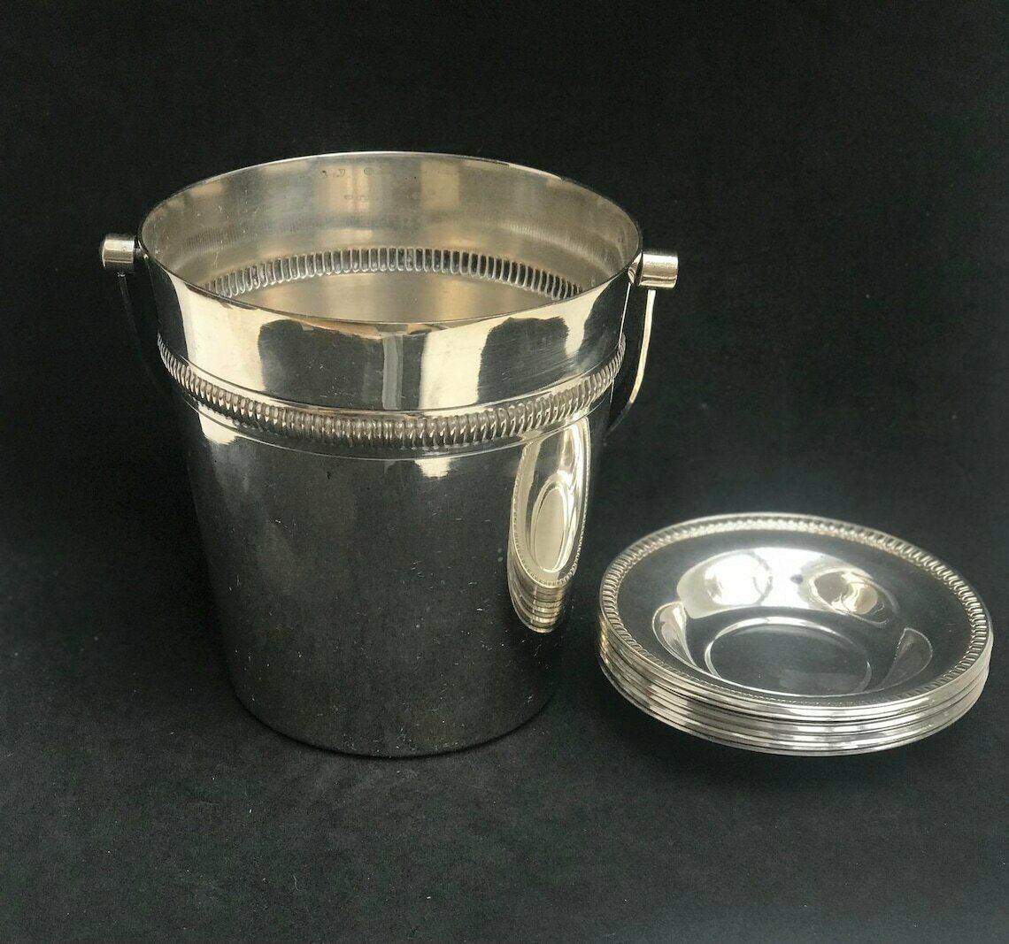 Ice Bucket Silver Plated And 8 Small Tapas Plates Wiskemann Belgium Bar Cart Decor Bar Tools Gift For Him Appetizers Dish Coasters Christmas