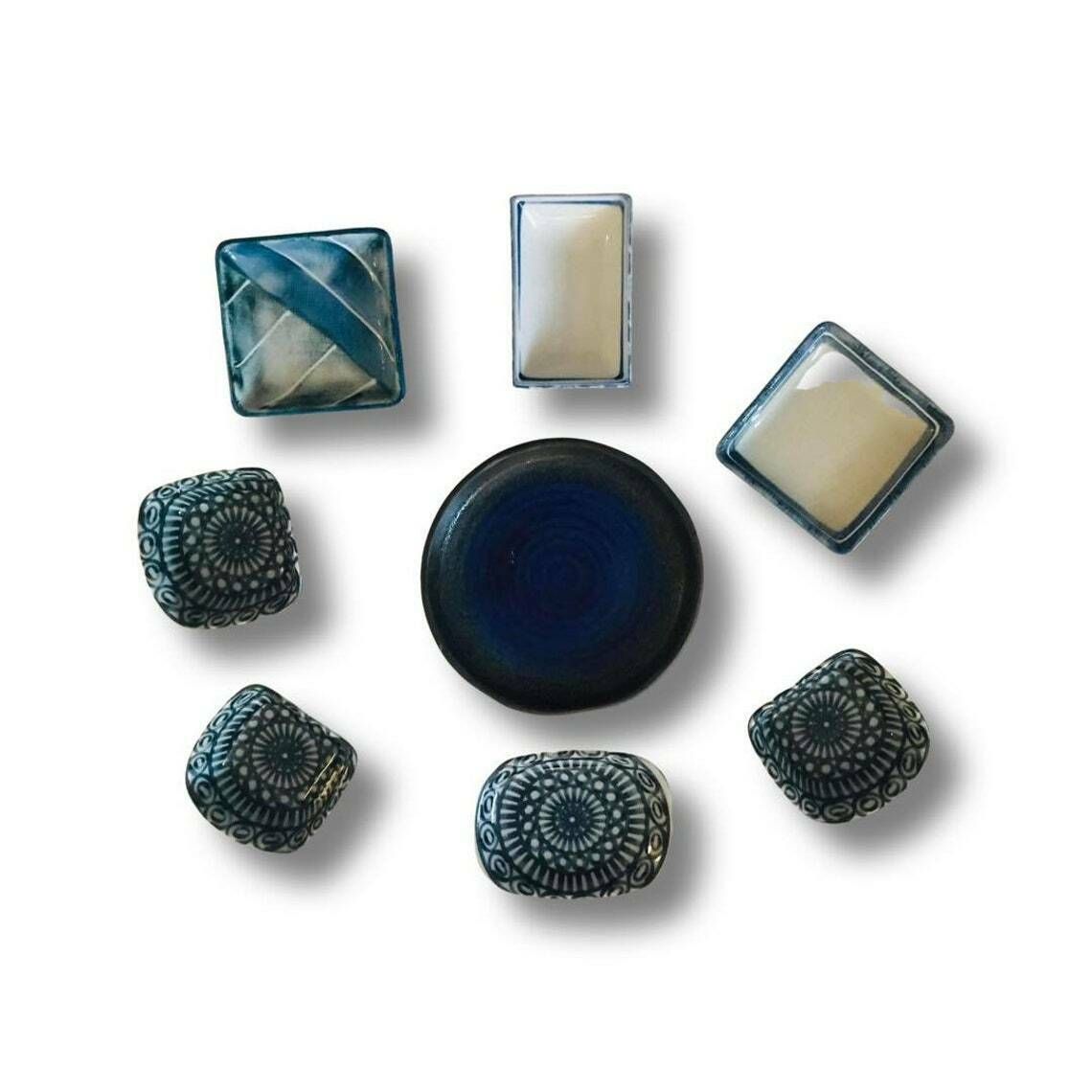 Japanese Bowls Plates Set Serving Sauce Dish, Dinner Sashimi Plate Asian Food Dish Blue Ceramic Porcelain Fish Serving Tray photo furniture
