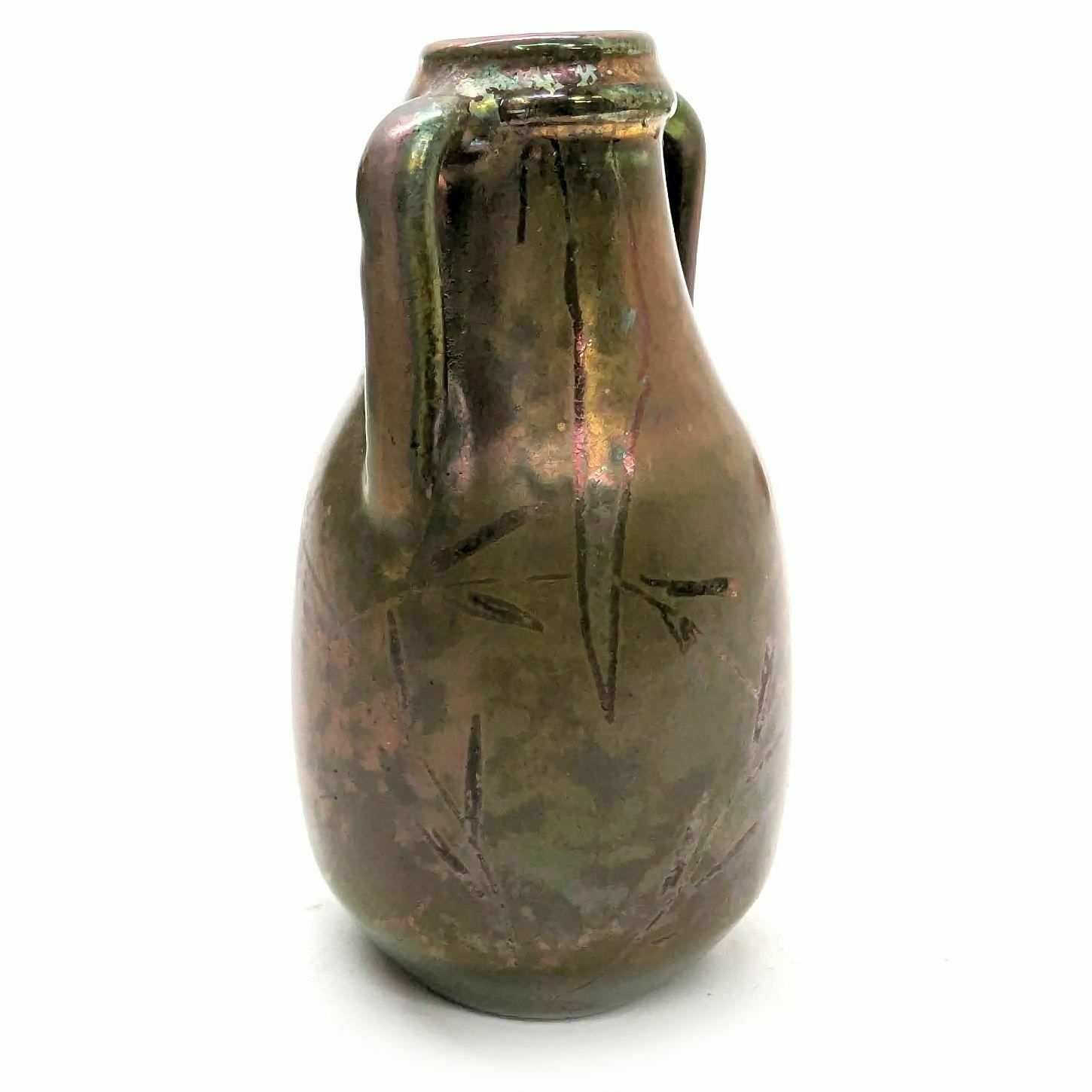 Pair Of Miniature Vases With Handle In Iridescent Earthenware Airebelle (Var) photo vinterior