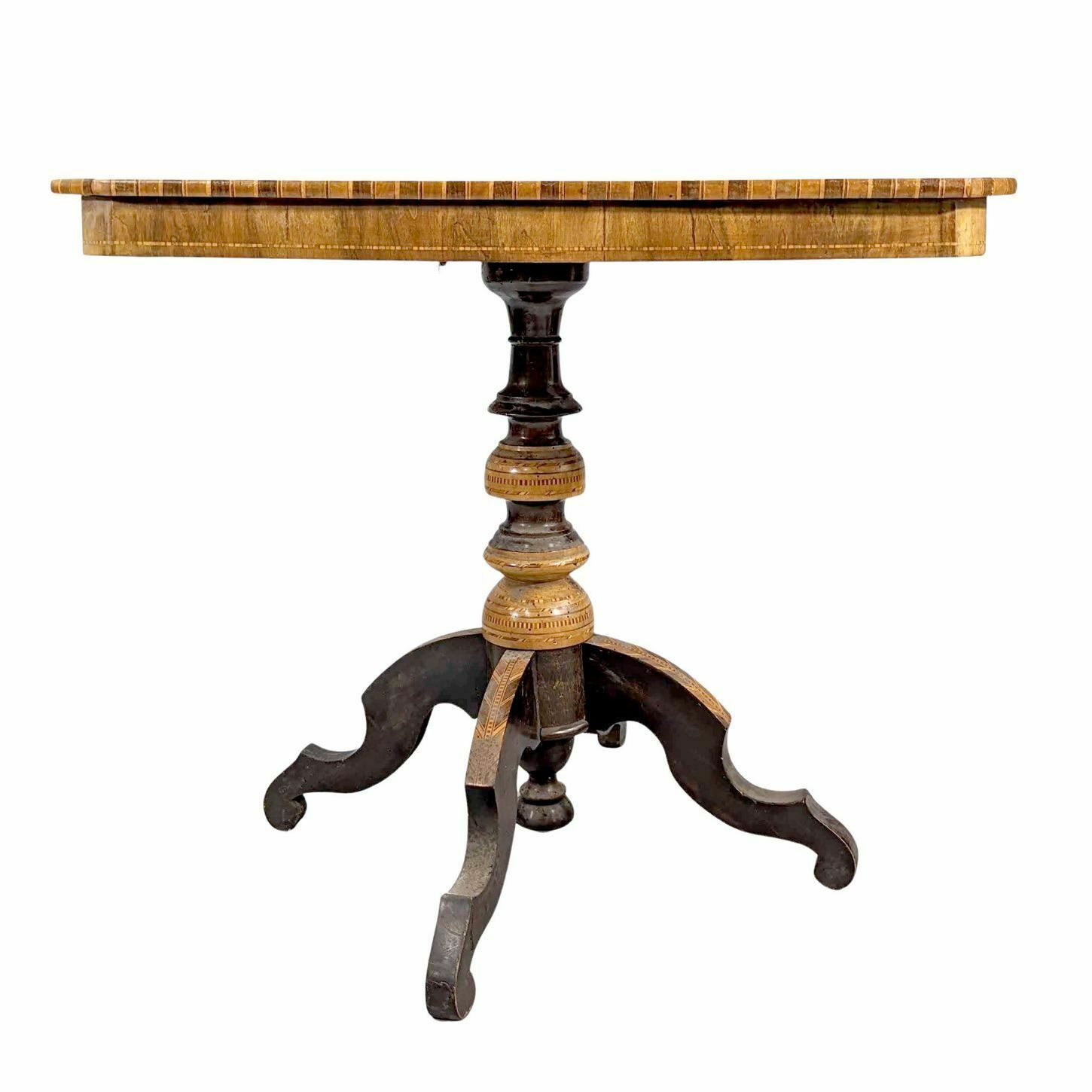 Italian Pedestal Table From Sorrento Richly Inlaid 19th Century