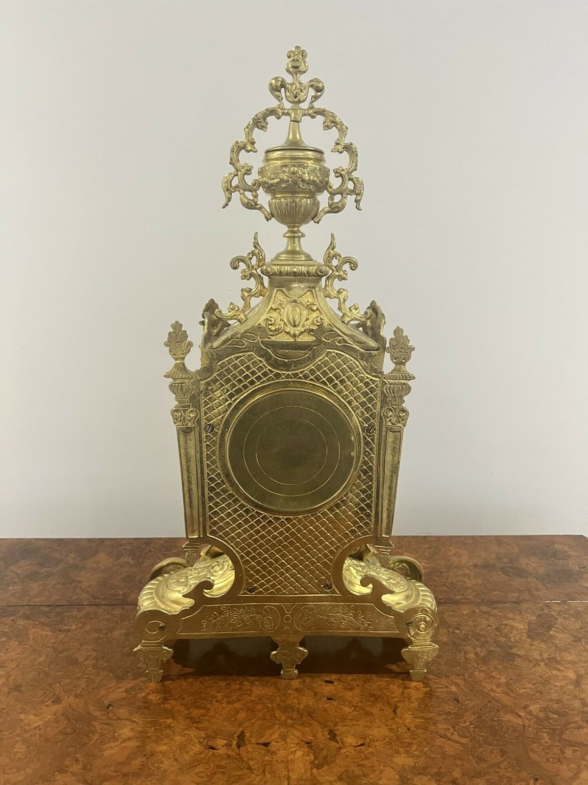 Stunning Quality French Victorian Ornate Brass Clock Garniture photo vintage