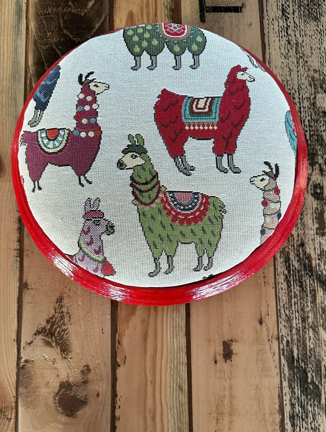 Victorian Poppy Red Alpaca Footstool photo buy
