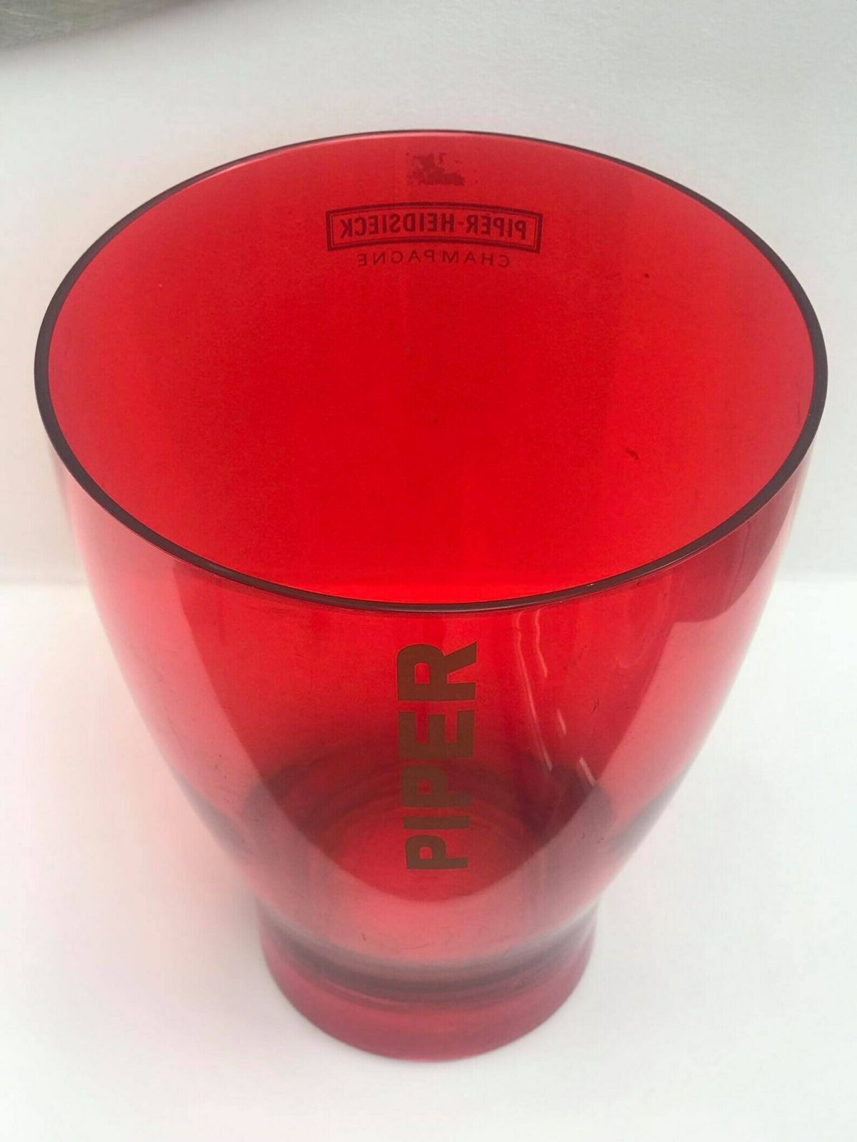 Champagne Bucket Red Acrylic Plastic Piper Heidsieck French Wine Cooler Garden Party Bucket Gift Hostess Picnic Outdoors Gift For Friend photo vintage