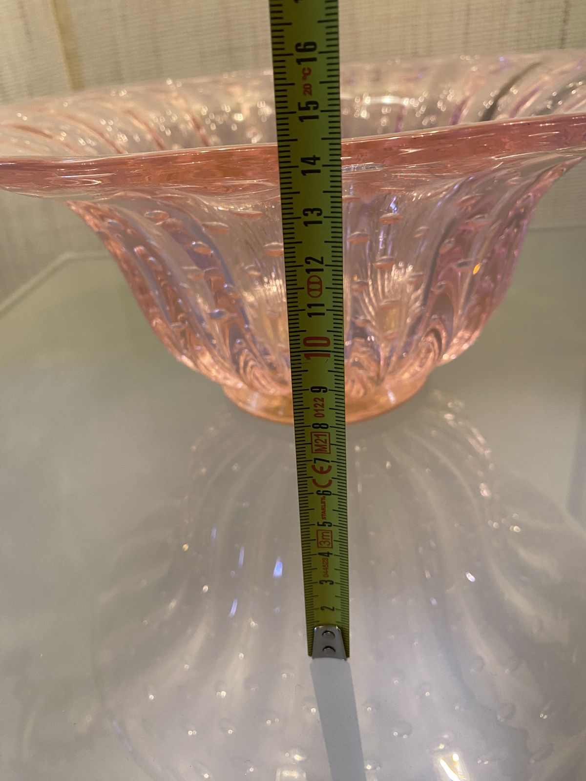Impressive Handmade Pink With Air Balls Murano Glass Vase Like Venini Ercole Barovier Style photo furniture