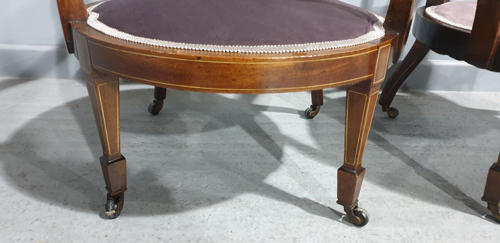 Lovely Pair Inlaid Mahogany Tub Chairs photo for sale