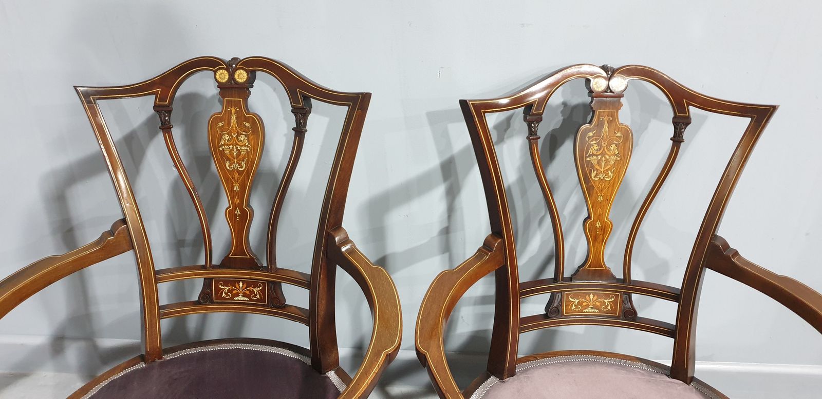 Lovely Pair Inlaid Mahogany Tub Chairs photo vintage