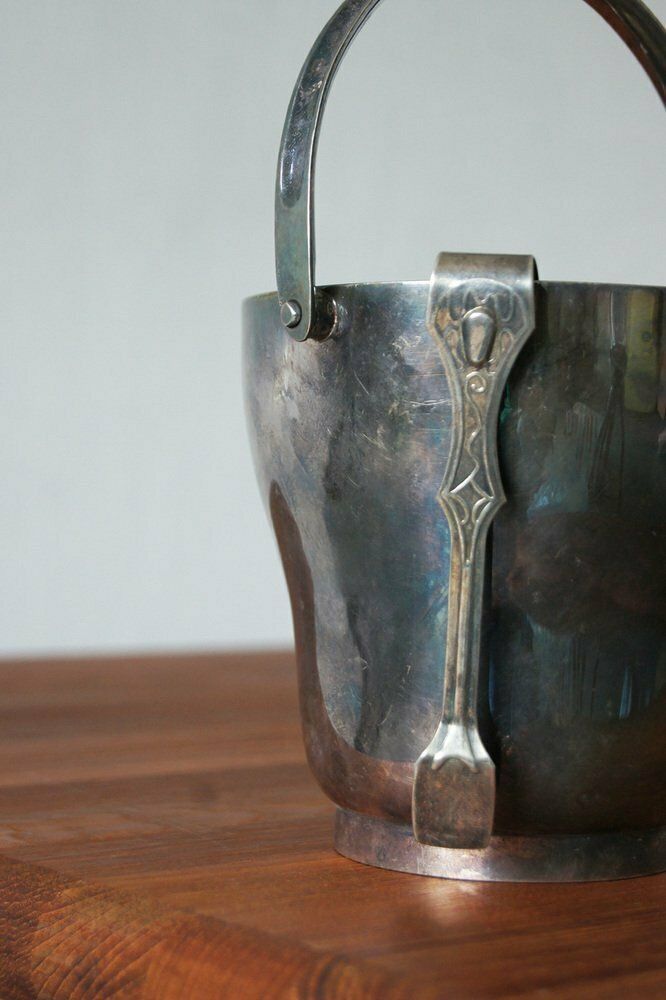 Vintage Modern Silver Plated Ice Bucket, 1930 photo for sale