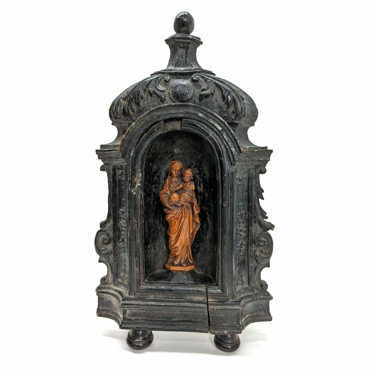 Madonna And Child In 18th Century Boxwood In Her Altar
