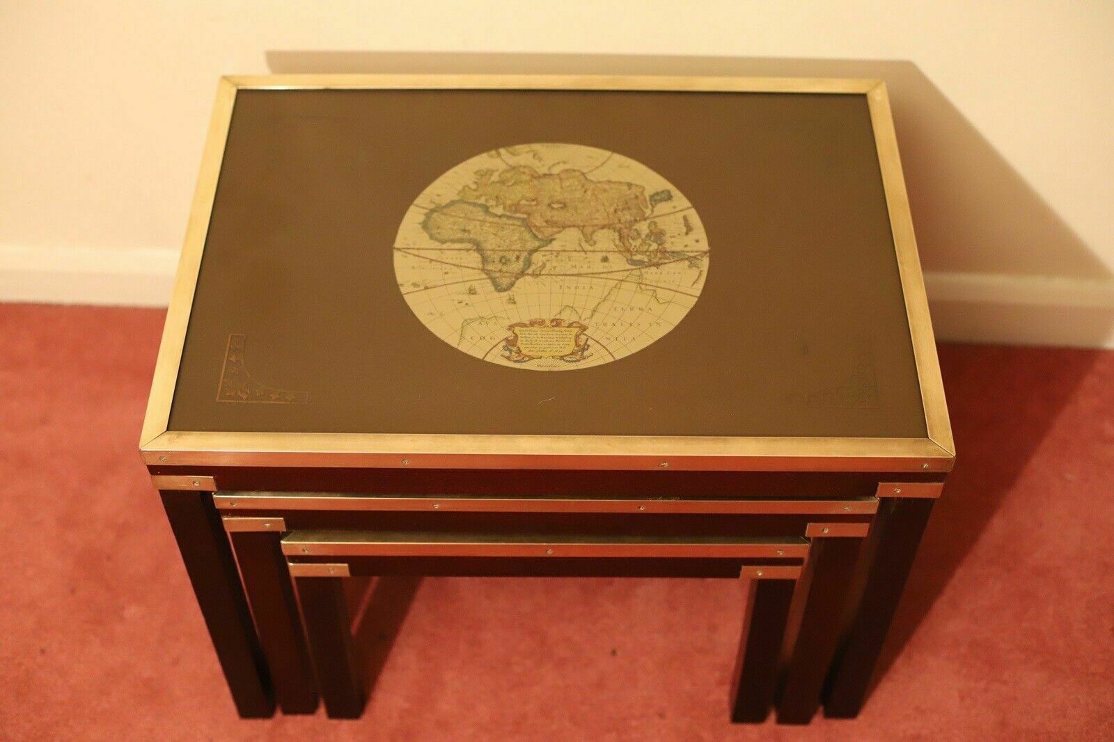 Beautiful Brass Bound Military Campaign Nesting Tables photo Furniture