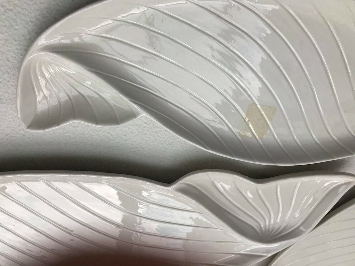 photo furniture Fish Plates Nove Di Bassano Italian Ceramic Set 1960 White 1 Serving Tray And Fish Shaped Plates Christmas Table Decor White Gift Seafood