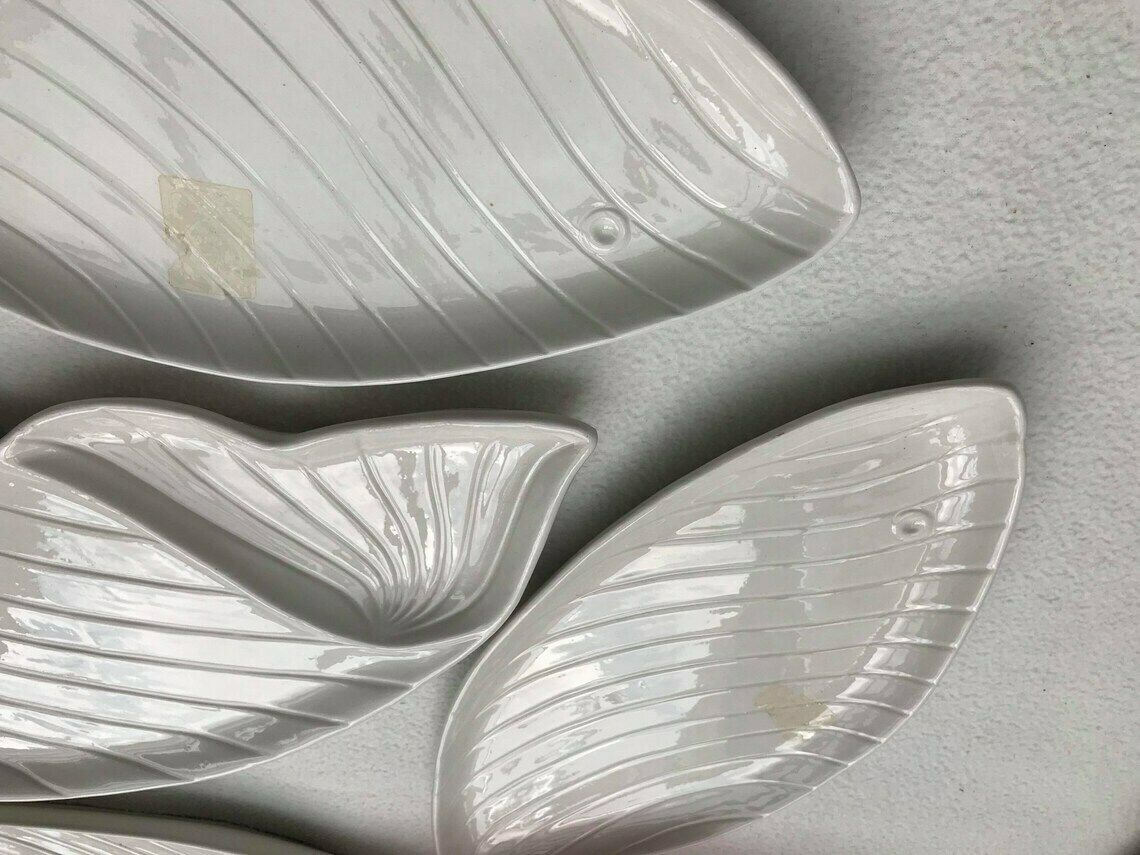 photo for sale Fish Plates Nove Di Bassano Italian Ceramic Set 1960 White 1 Serving Tray And Fish Shaped Plates Christmas Table Decor White Gift Seafood