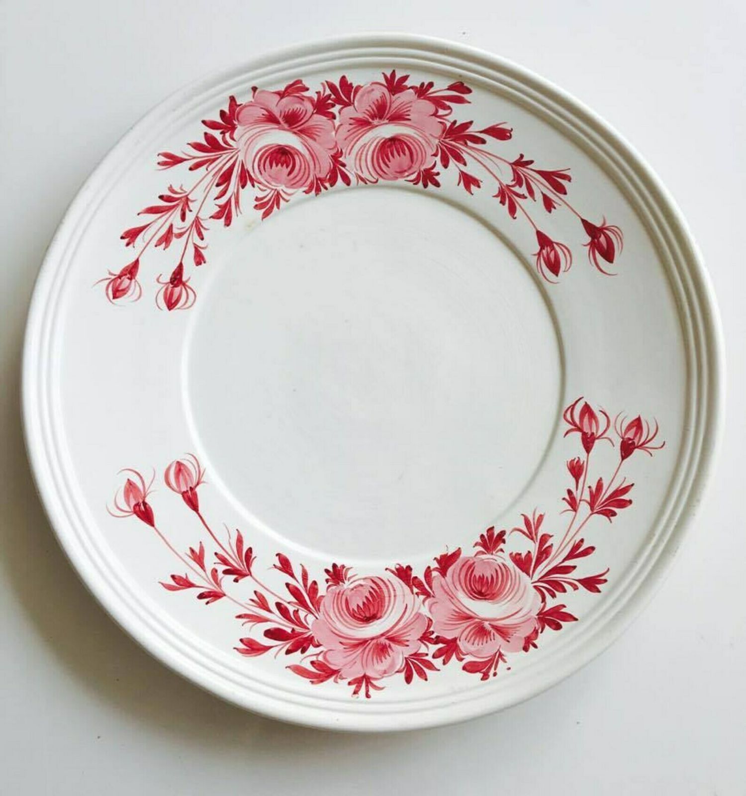 Large Dish Italian Pottery, Dish Extra Large Italian Faience Decorated With Flowers Pink, Serving Dish, Old Dish, Old Pottery, Mid Century photo buy