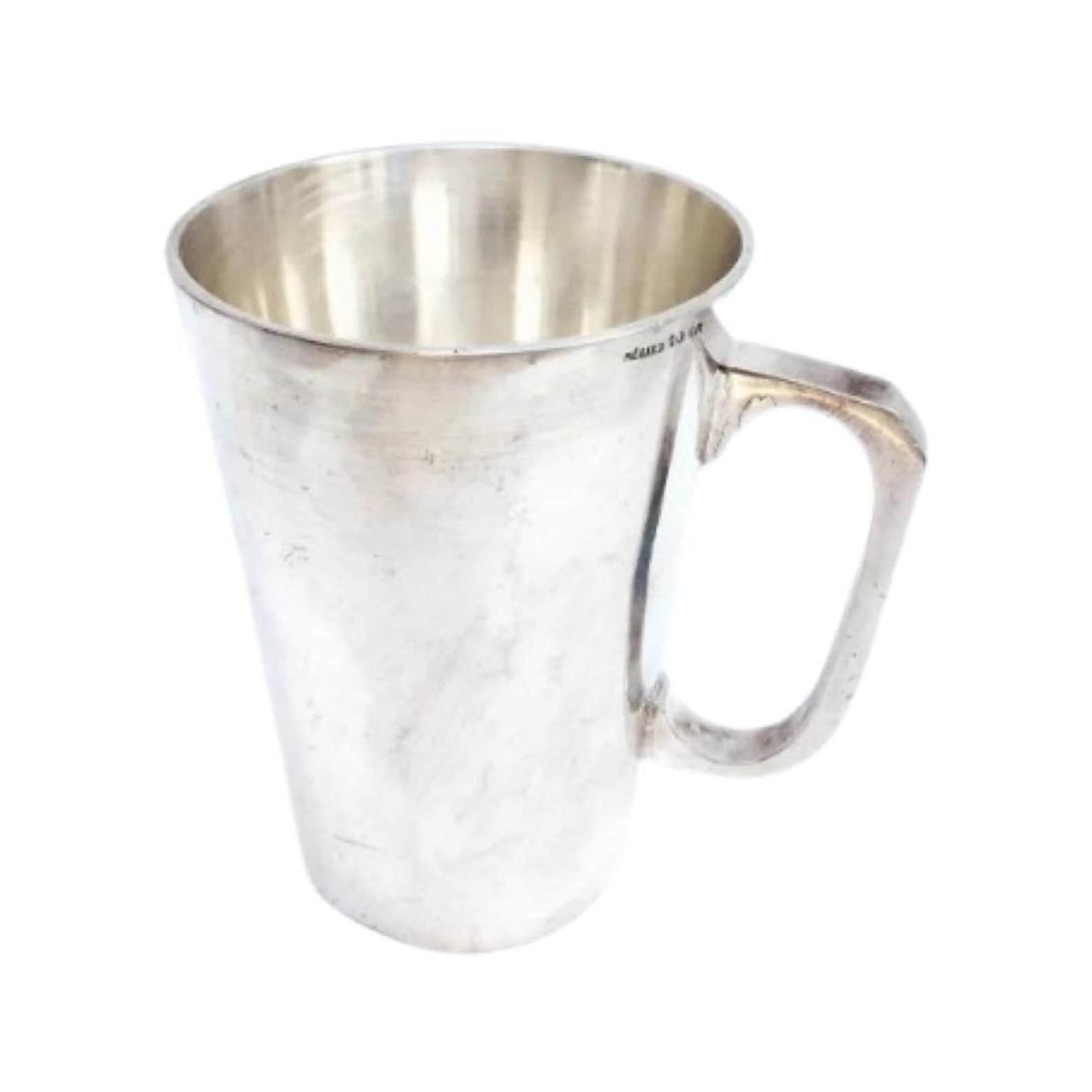 Mug Silver Plated Art Deco Cup Metal Mug, Hot Chocolate Mug, Chocolate Cup, Silver Cup, Silver Mug,Art Deco Breakfast , Belgium By Pierard