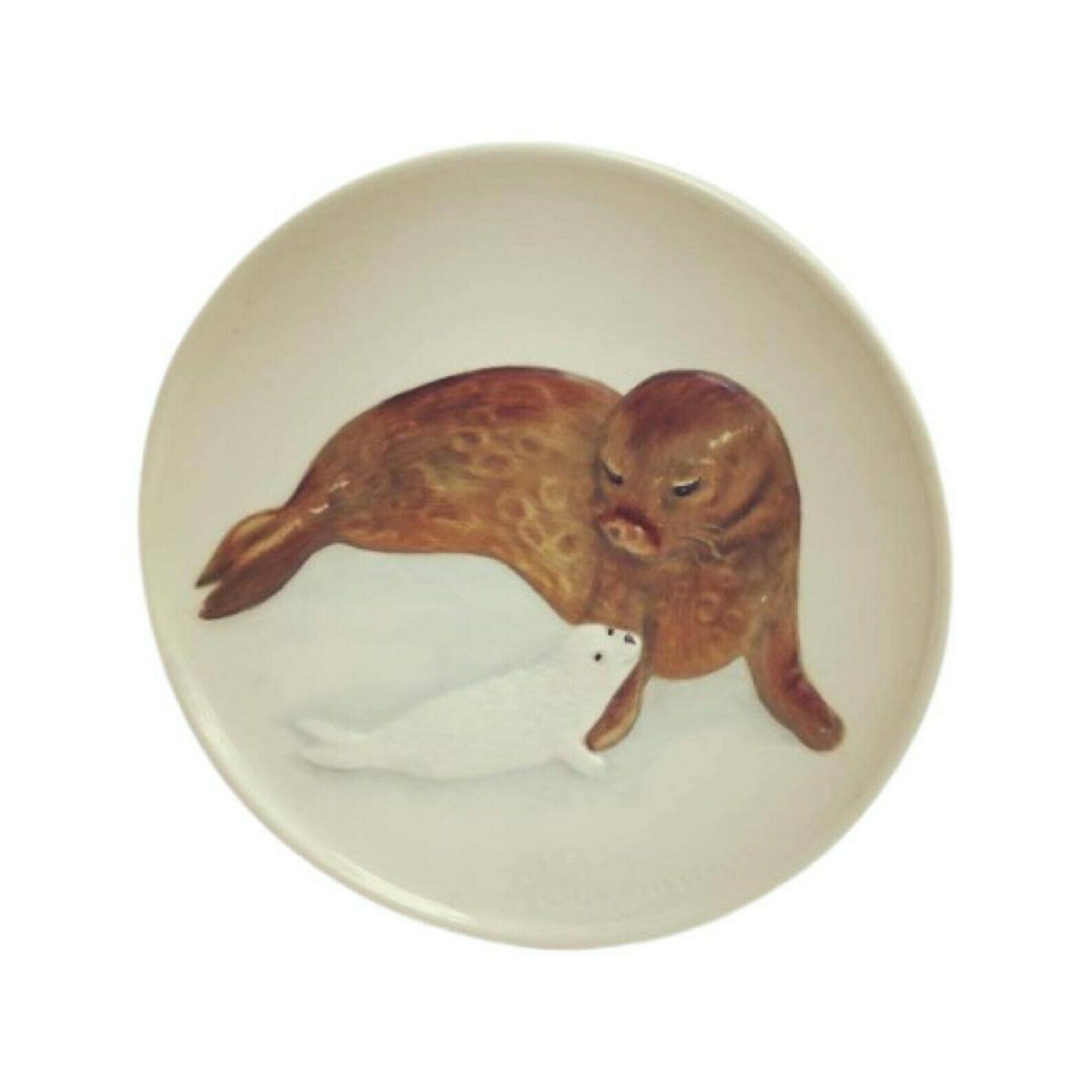 Goebel Decorative Dish W Germany Seal Pup Plate 1981 7th Edition Mothers Series Wood Frame, Seals No Box In Mother's Day Plate Collector