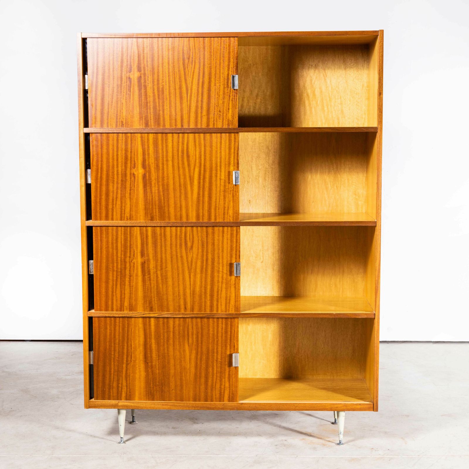 1960’s Large Mid Century Glass Fronted Shelved Cabinet photo vinterior