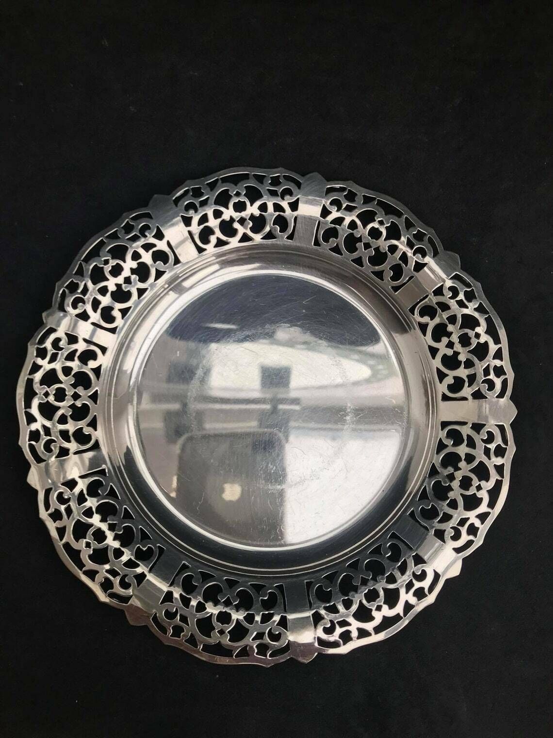 Antique French Candy Bowl, Lovelace Silver Plateded Dish Sweet Saint Valentin Gift Silver Nut Bowl Jewelery Pl photo vintage