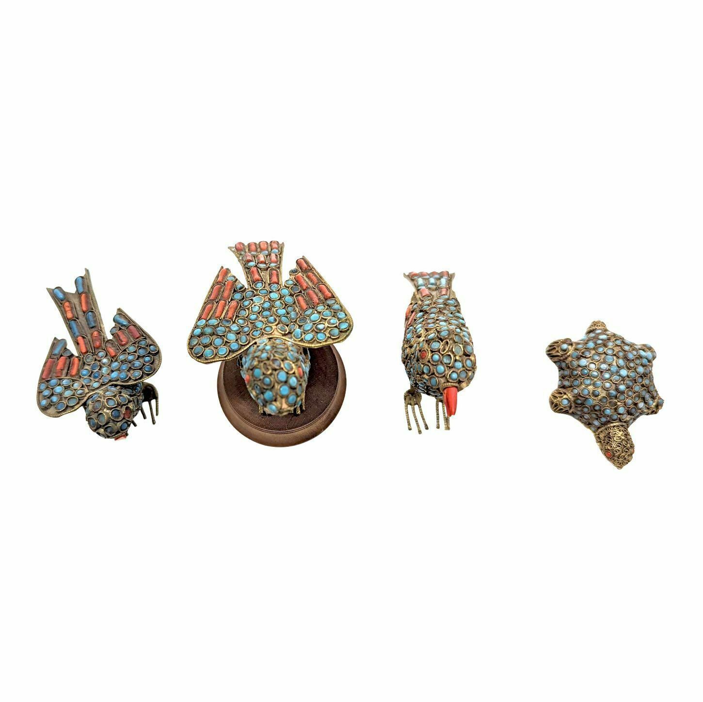 Animal Statuettes (Set Of 4) Coral And Turquoise Brass photo furniture