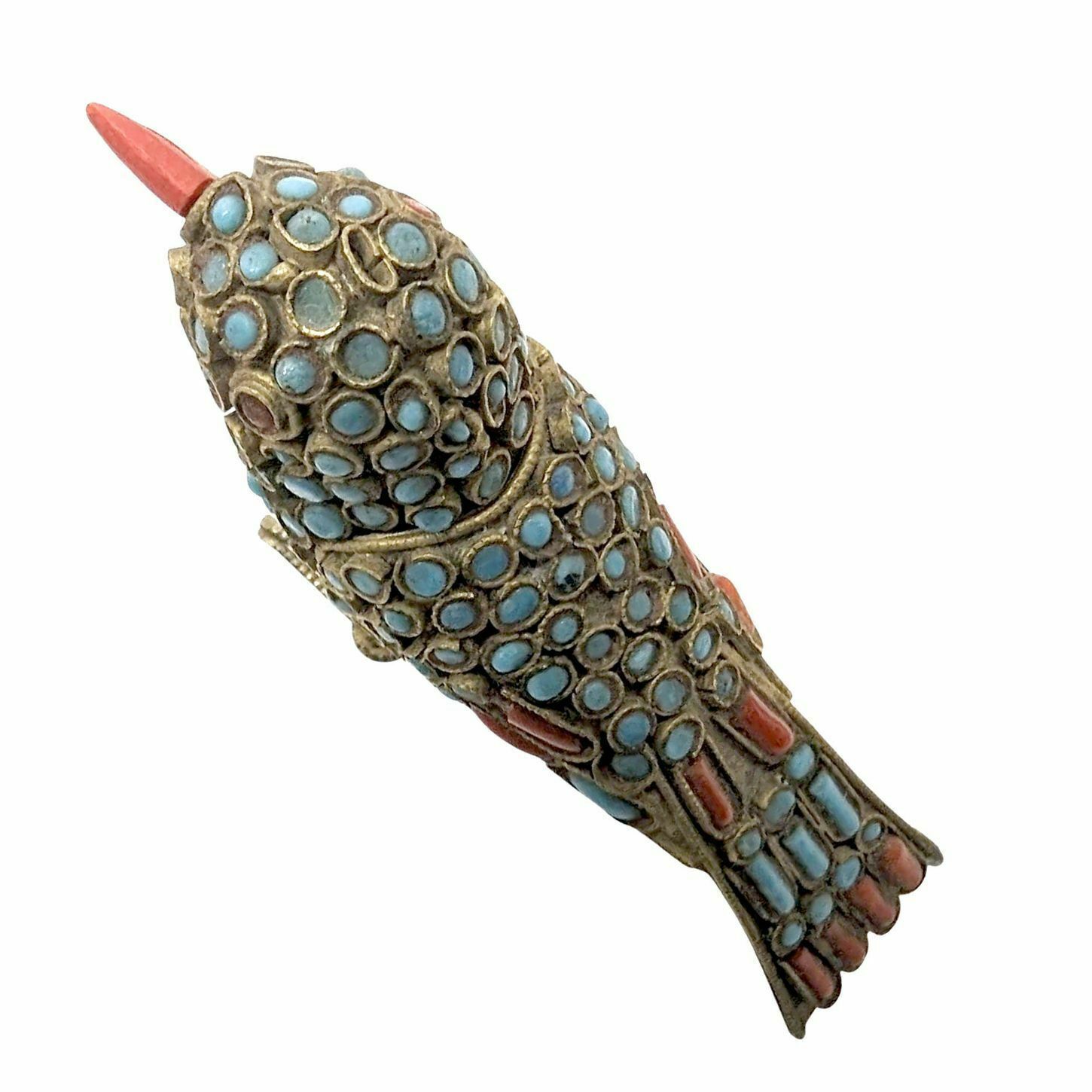 Animal Statuettes (Set Of 4) Coral And Turquoise Brass photo vinterior